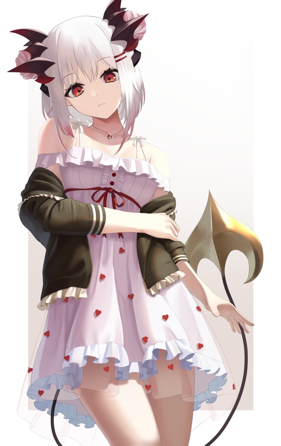 dress, honey_strap, horns, nanashi_inc., see_through, suou_patra, tail, yatarime