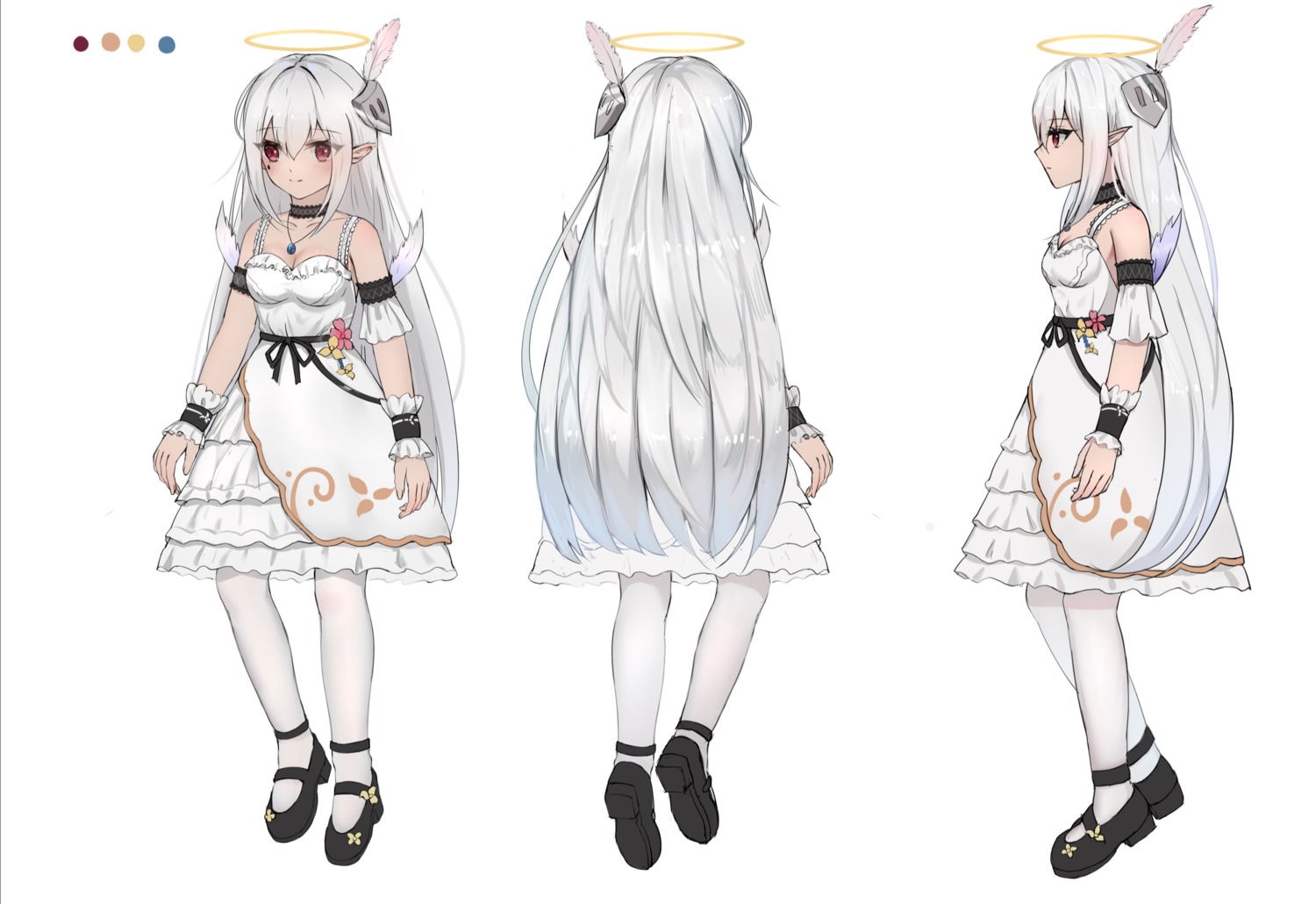 angel, character_design, cleavage, dress, heels, linz, no_bra, pointy_ears