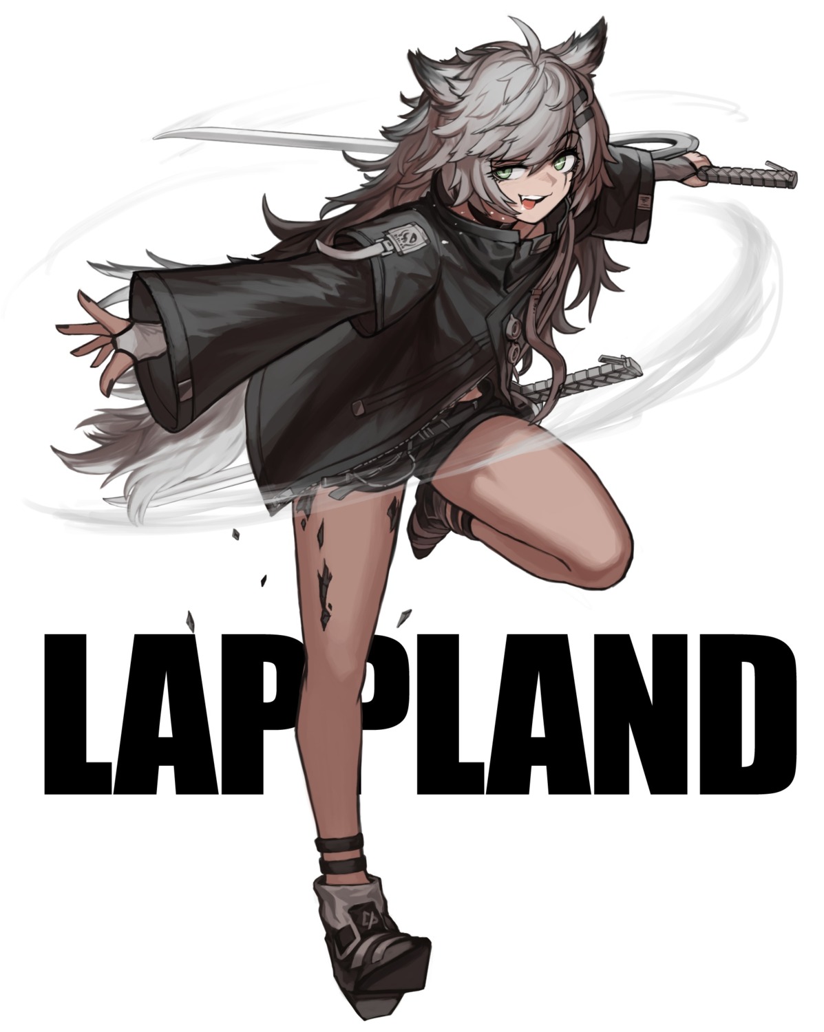 animal_ears, arknights, cheogtanbyeong, lappland_(arknights), sword, tail