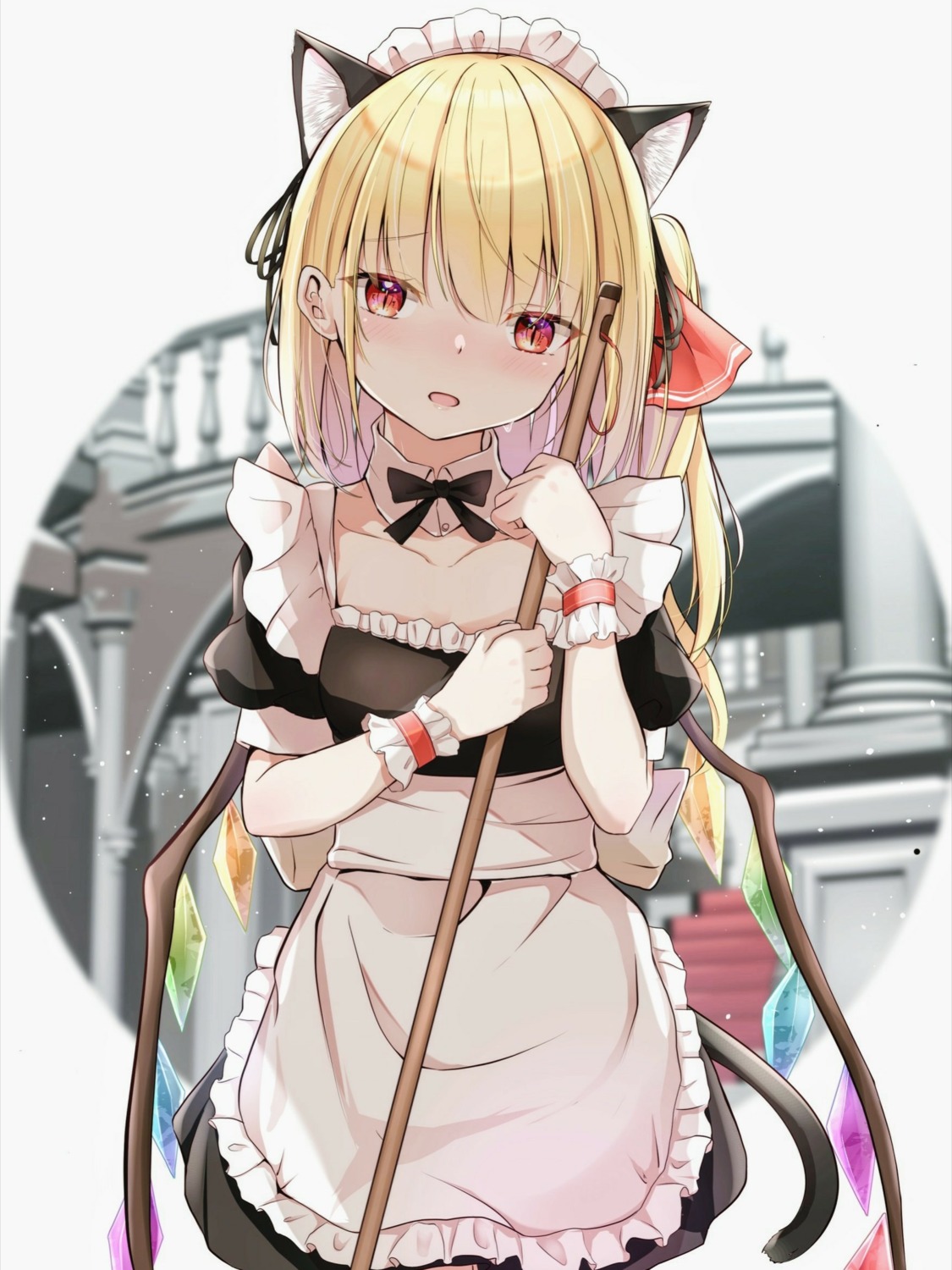 animal_ears, flandre_scarlet, iyo_(ya_na_kanji), maid, nekomimi, tail, touhou, wings