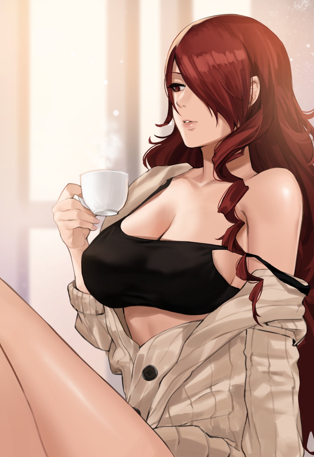 bra, j@ck, kirijou_mitsuru, megaten, open_shirt, persona, persona_3, sweater