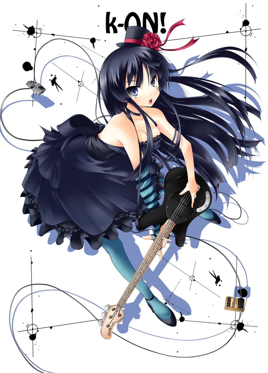 akiyama_mio, cleavage, guitar, k-on!, nana_(artist)