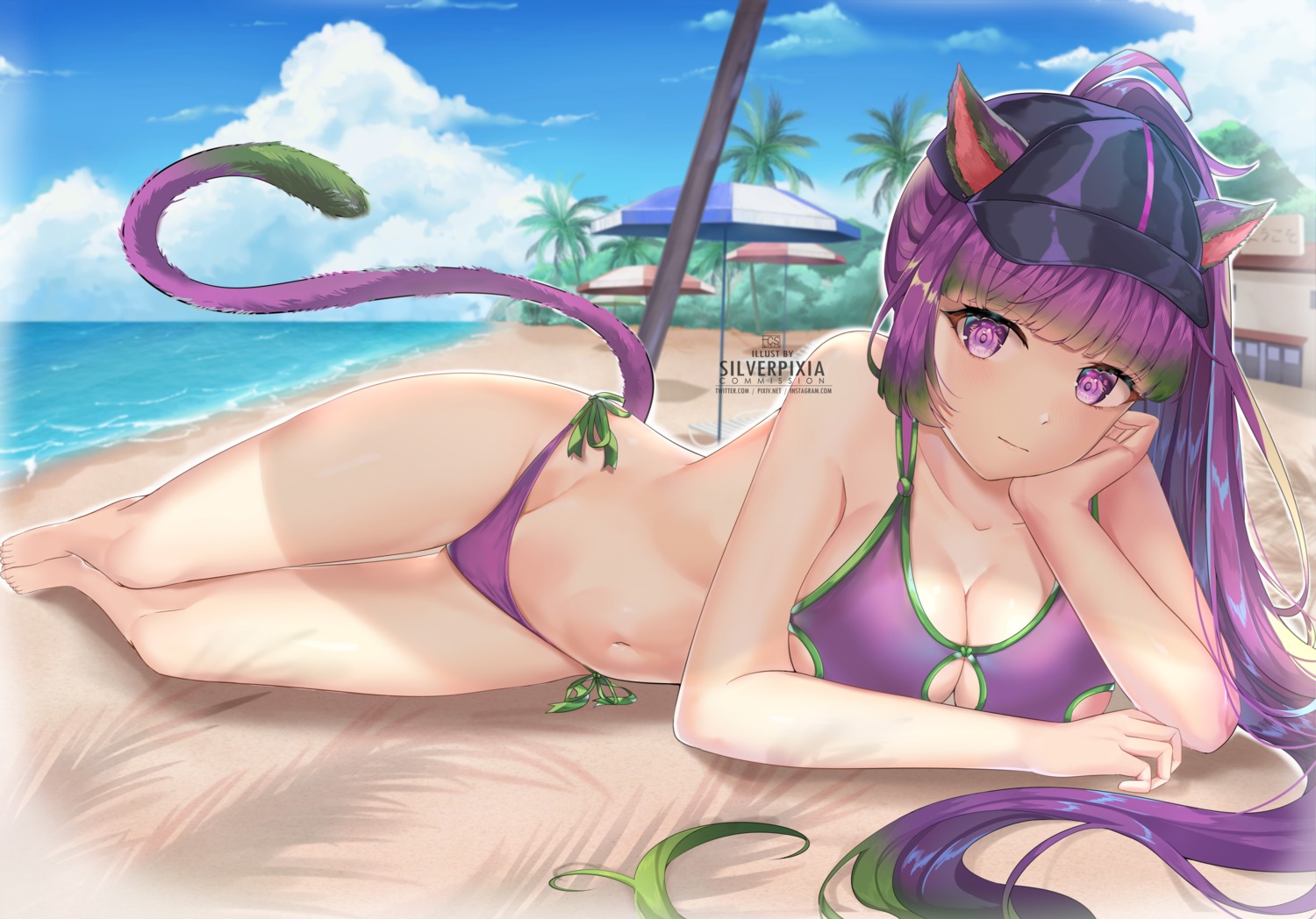 animal_ears, bikini, nekomimi, silverpixia, swimsuits, tail