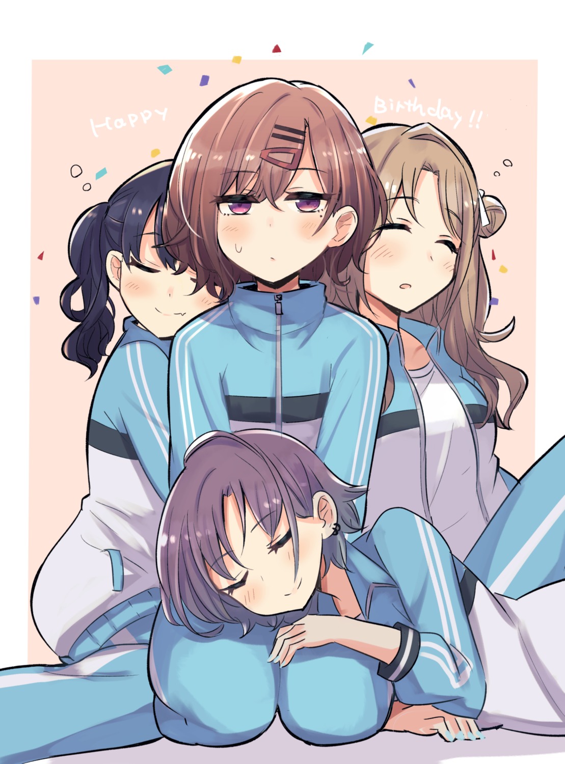 asakura_tooru, fukumaru_koito, gougoku, gym_uniform, higuchi_madoka, ichikawa_hinana, the_idolm@ster, the_idolm@ster_shiny_colors, yuri