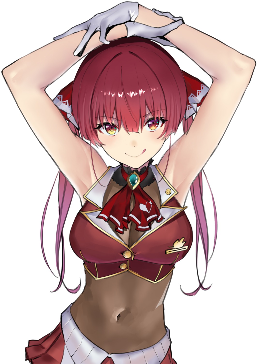 bodysuit, cleavage, heterochromia, hololive, houshou_marine, jikatarou, see_through