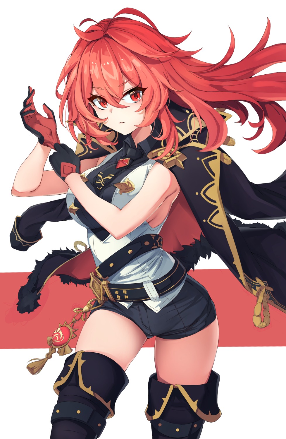chirang, diluc, genderswap, genshin_impact, thighhighs