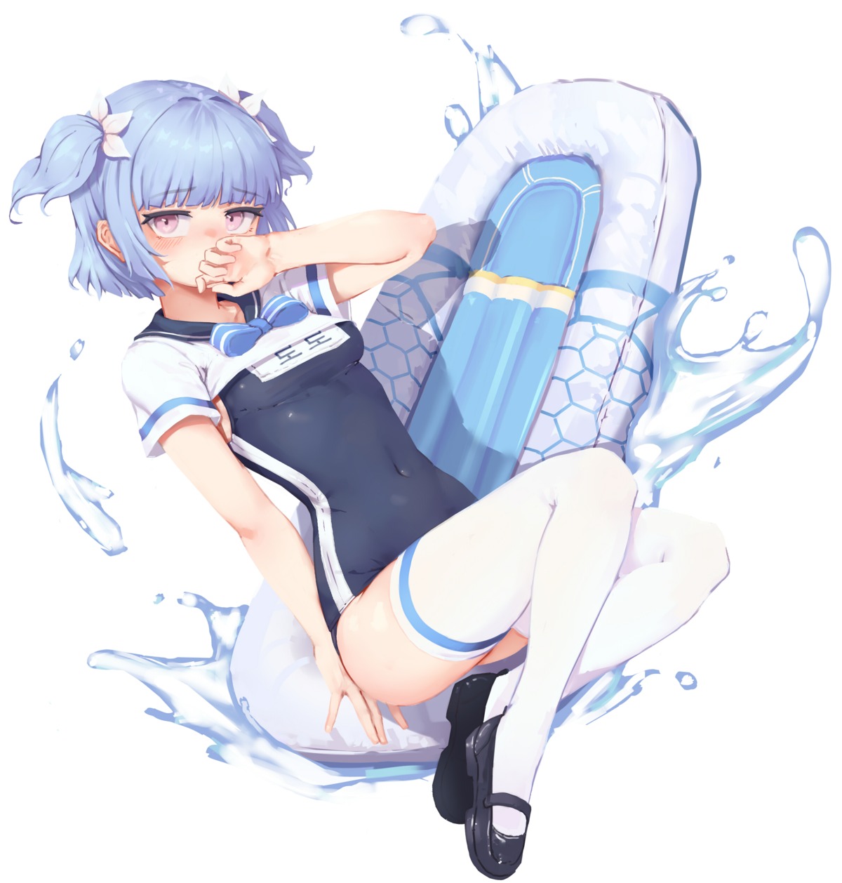 greentree, school_swimsuit, seifuku, swimsuits, thighhighs