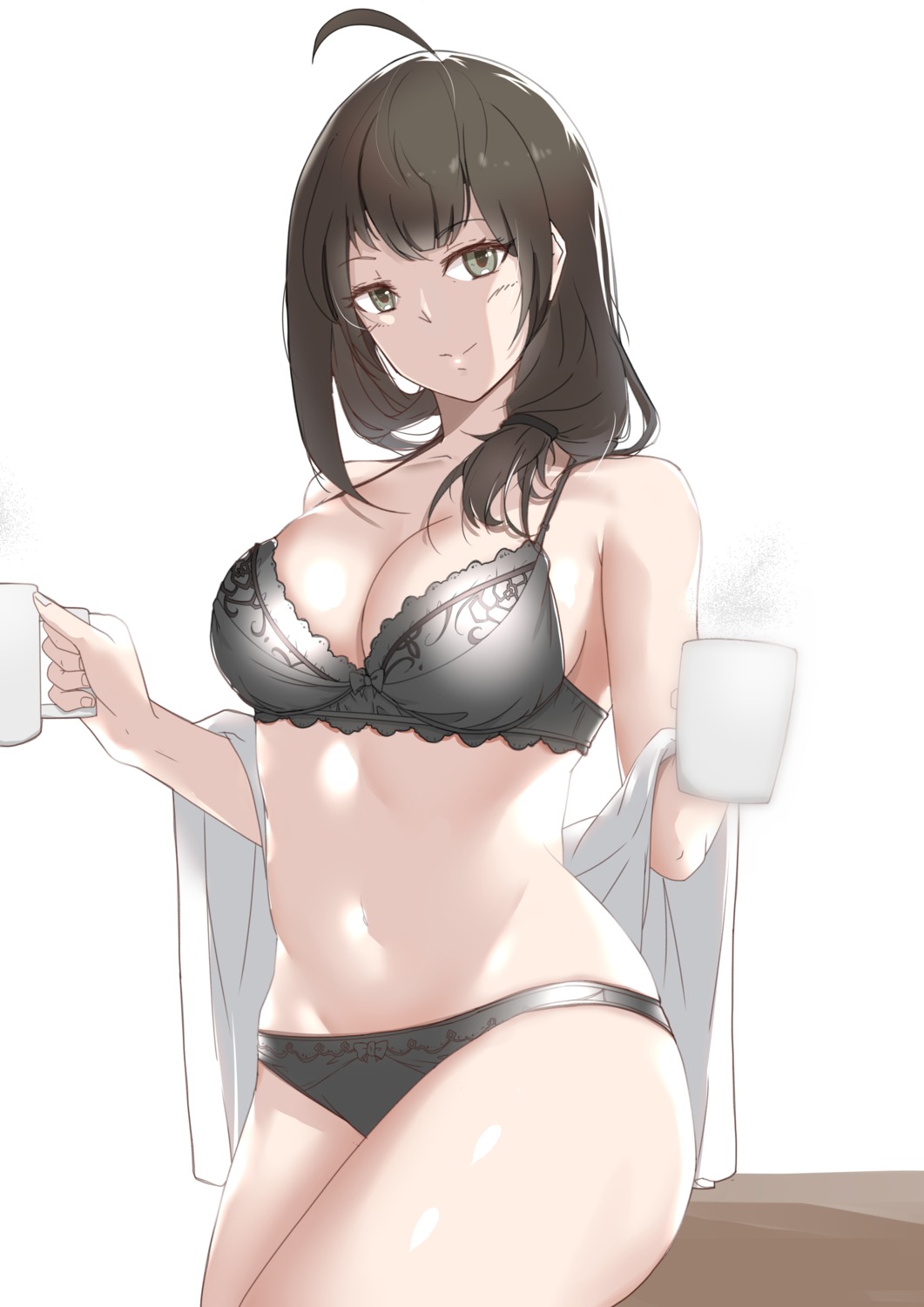 bra, girls_frontline, helianthus_(girls_frontline), neoguri, open_shirt, pantsu
