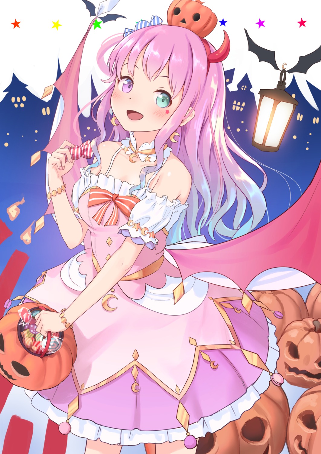 dress, halloween, heterochromia, himemori_luna, hololive, horns, roke_(taikodon), tattoo