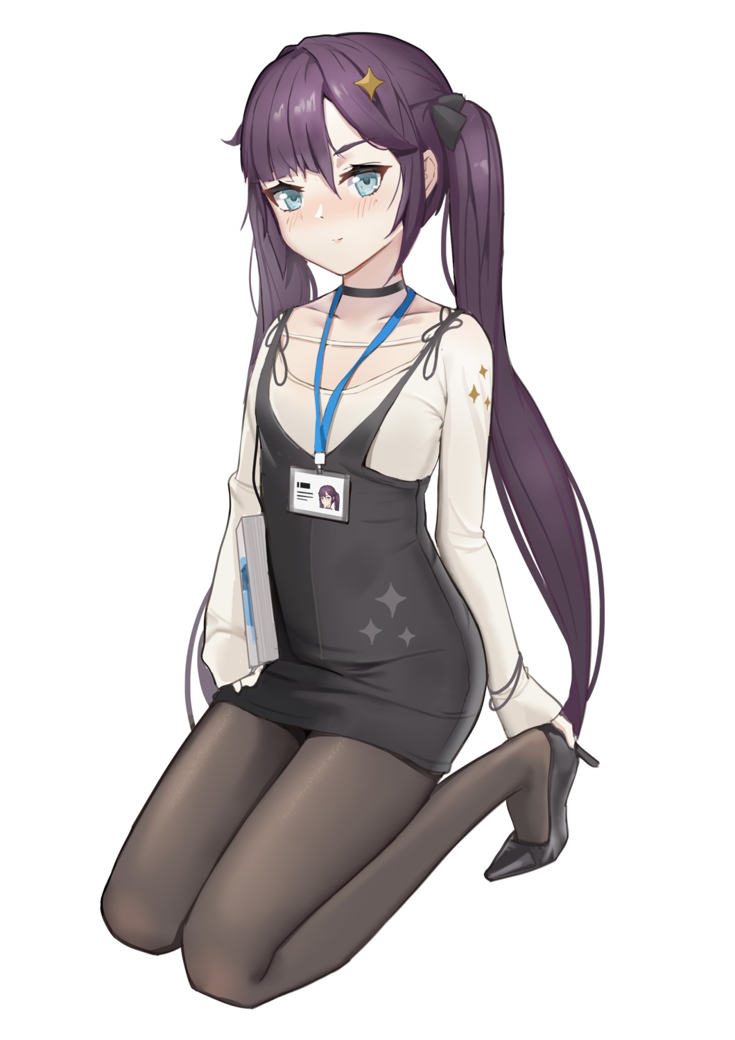 darcy, dress, genshin_impact, heels, mona_megistus, pantyhose