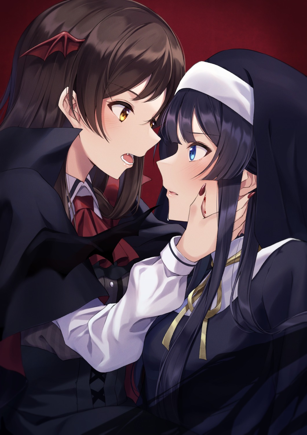 blood, halloween, kitazawa_shiho, kuroto_yuu, mogami_shizuka, nun, seifuku, the_idolm@ster
