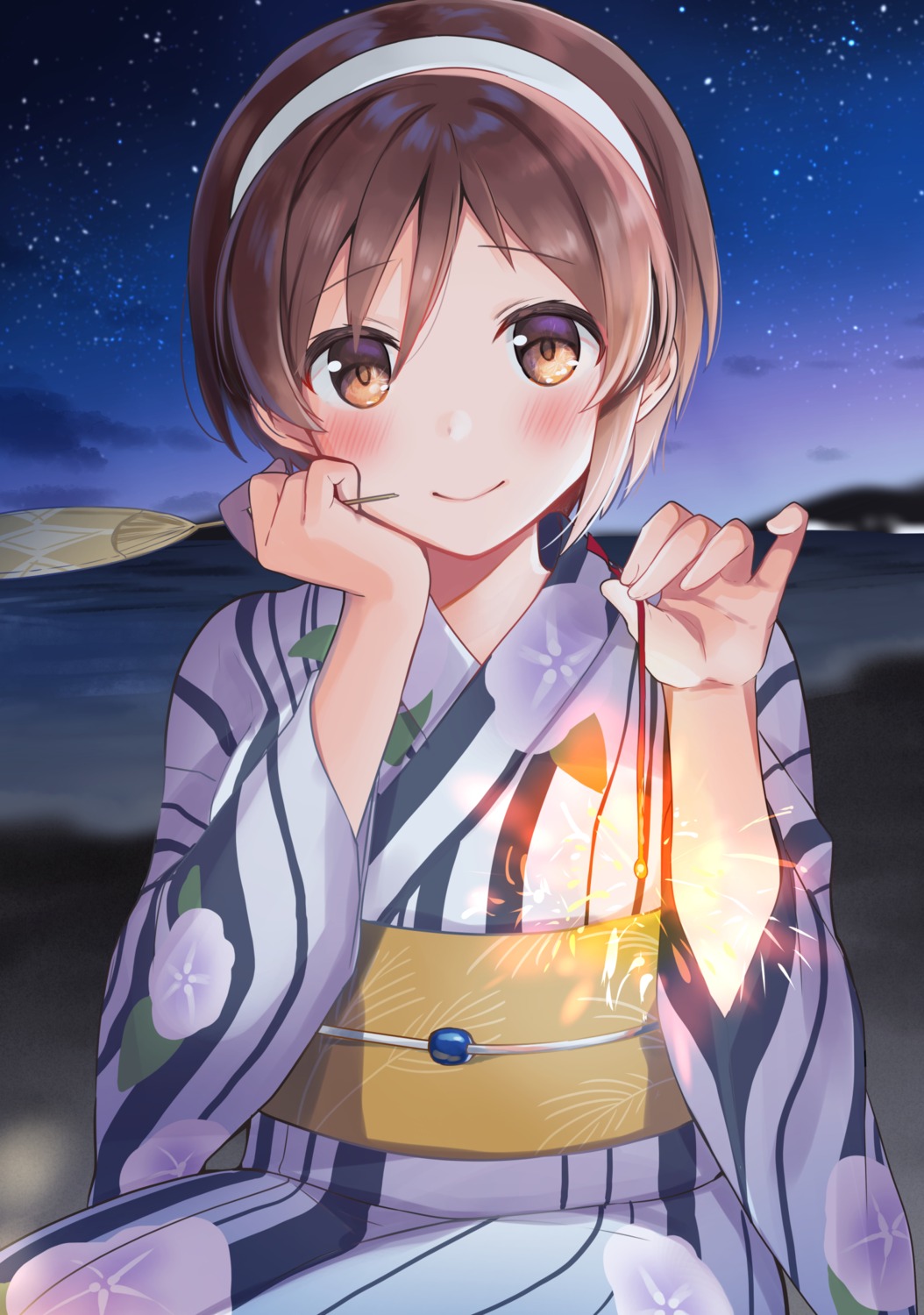 kantai_collection, natori_(kancolle), yukata, yunamaro