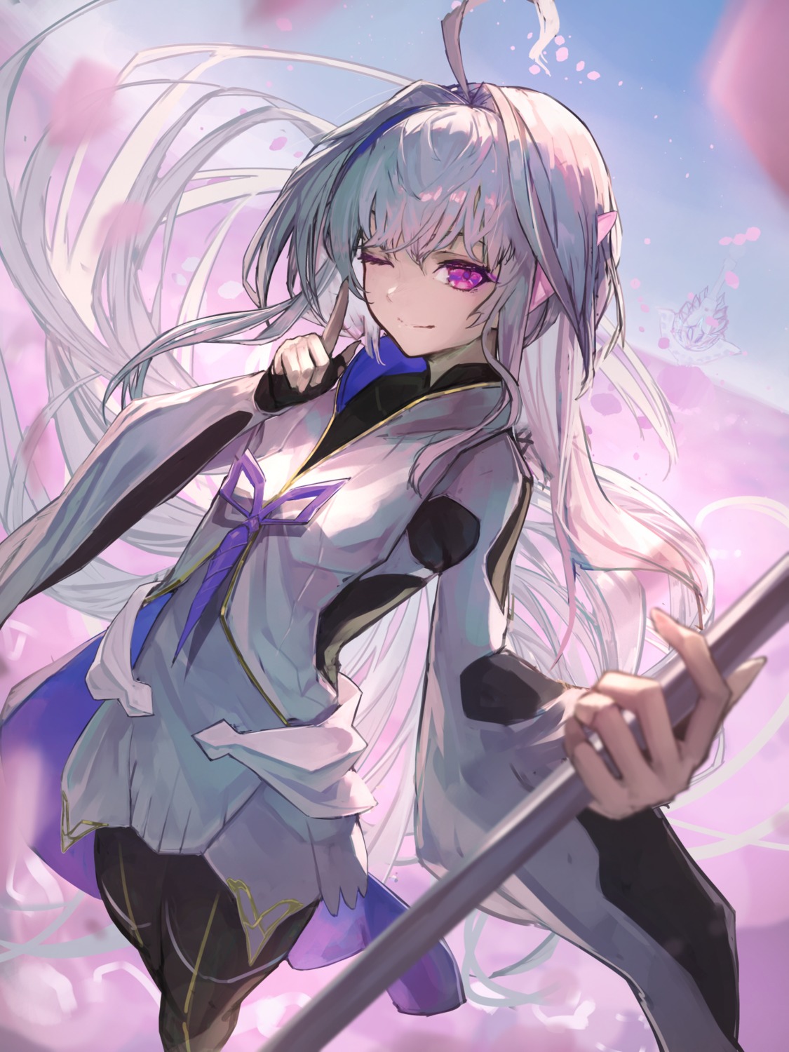 aito, bodysuit, fate/grand_order_arcade, merlin_(fate/prototype), pointy_ears, weapon