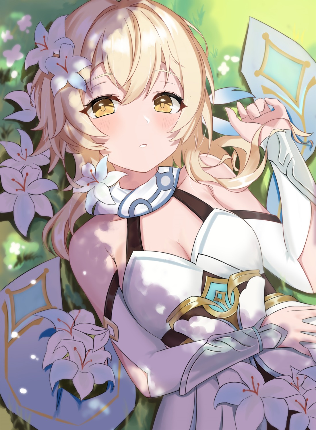cleavage, genshin_impact, lumine, taw_(993004677)