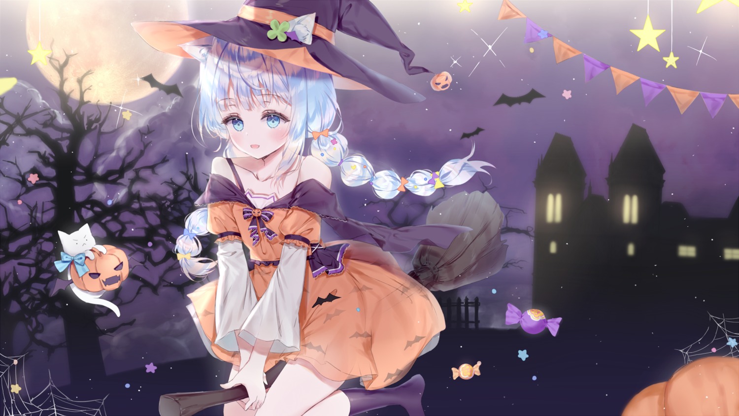 animal_ears, dress, halloween, qlakwnd, witch