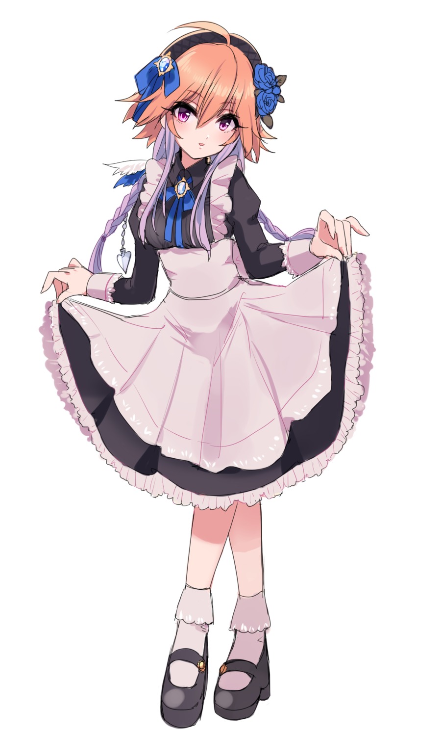 maid, ninomiya_asuka, nuruo_(pixiv39067734), sketch, skirt_lift, the_idolm@ster, the_idolm@ster_cinderella_girls, thighhighs