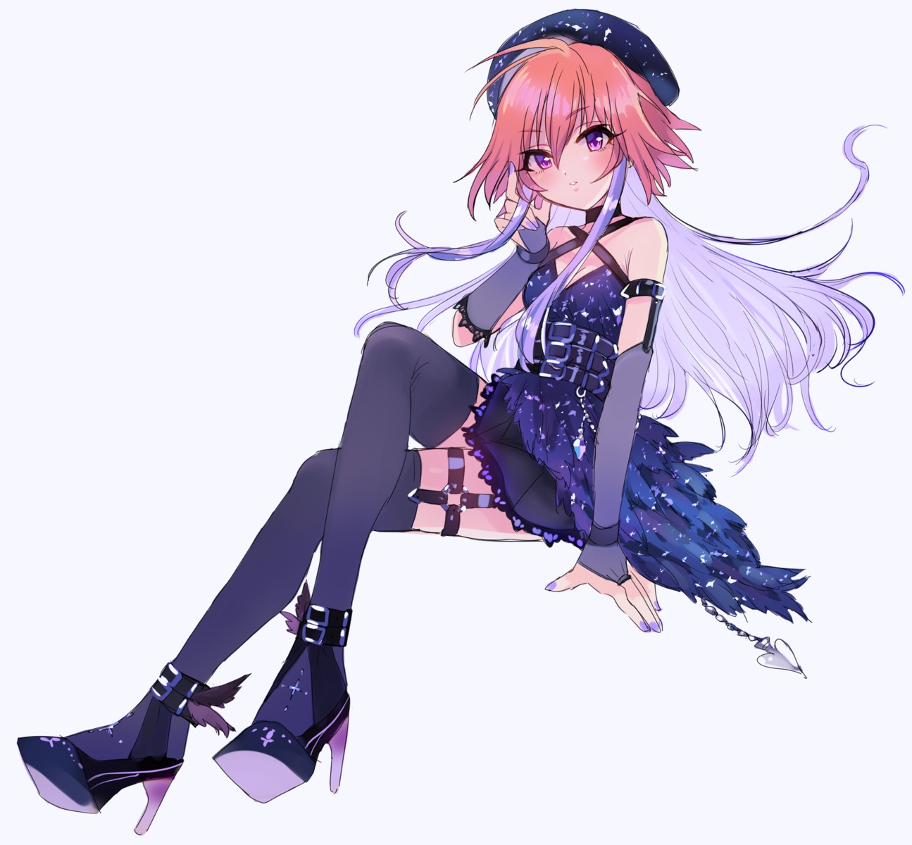 dress, garter, heels, ninomiya_asuka, nuruo_(pixiv39067734), skirt_lift, stockings, the_idolm@ster