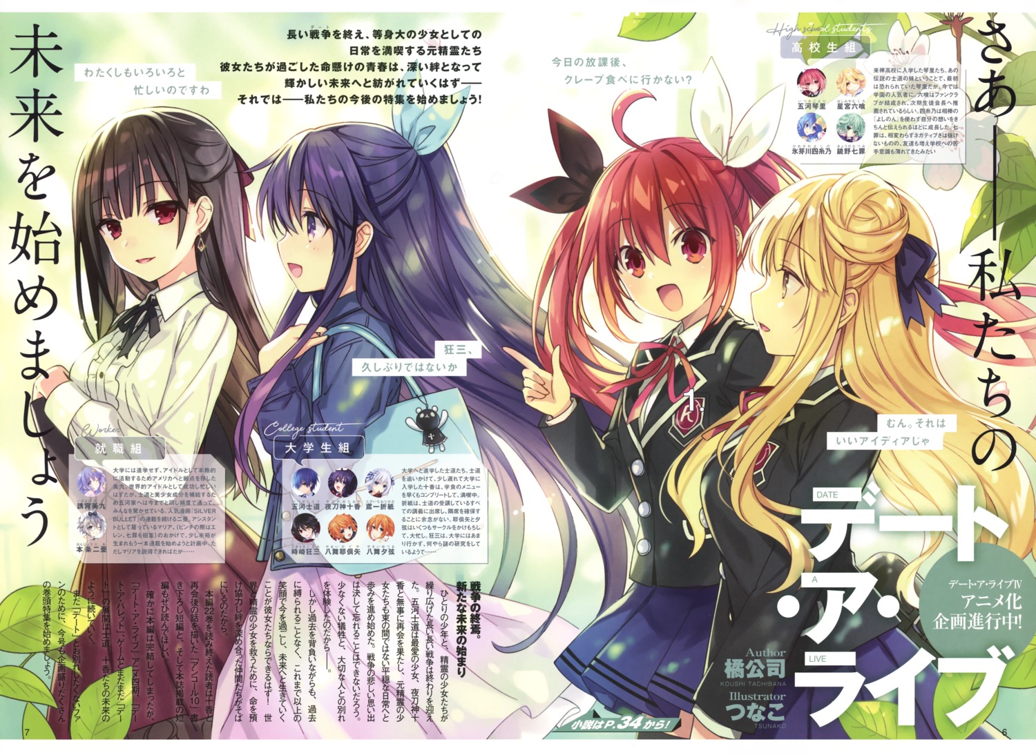 date_a_live, hoshimiya_mukuro, itsuka_kotori, seifuku, tokisaki_kurumi, tsunako, yatogami_tooka