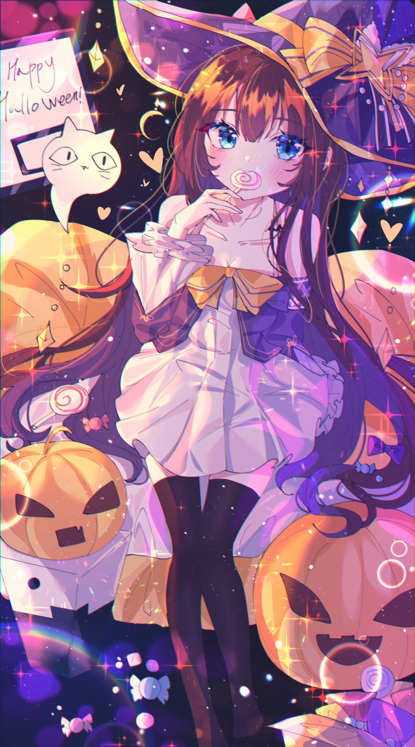azur_lane, dress, halloween, long_island_(azur_lane), thighhighs, wine_(2148_wine), witch