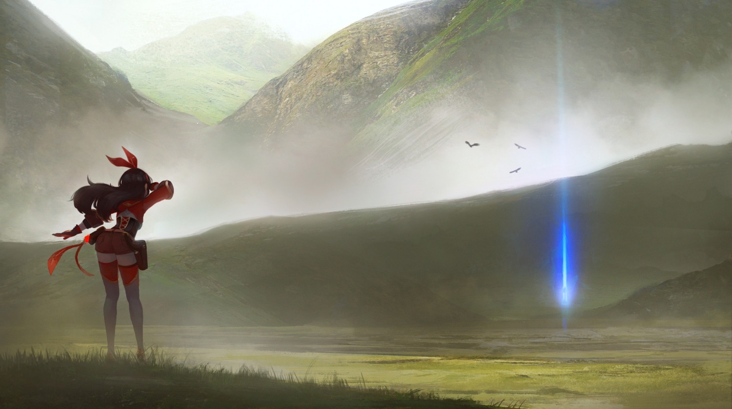 amber_(genshin_impact), anna_(drw01), ass, genshin_impact, landscape, thighhighs