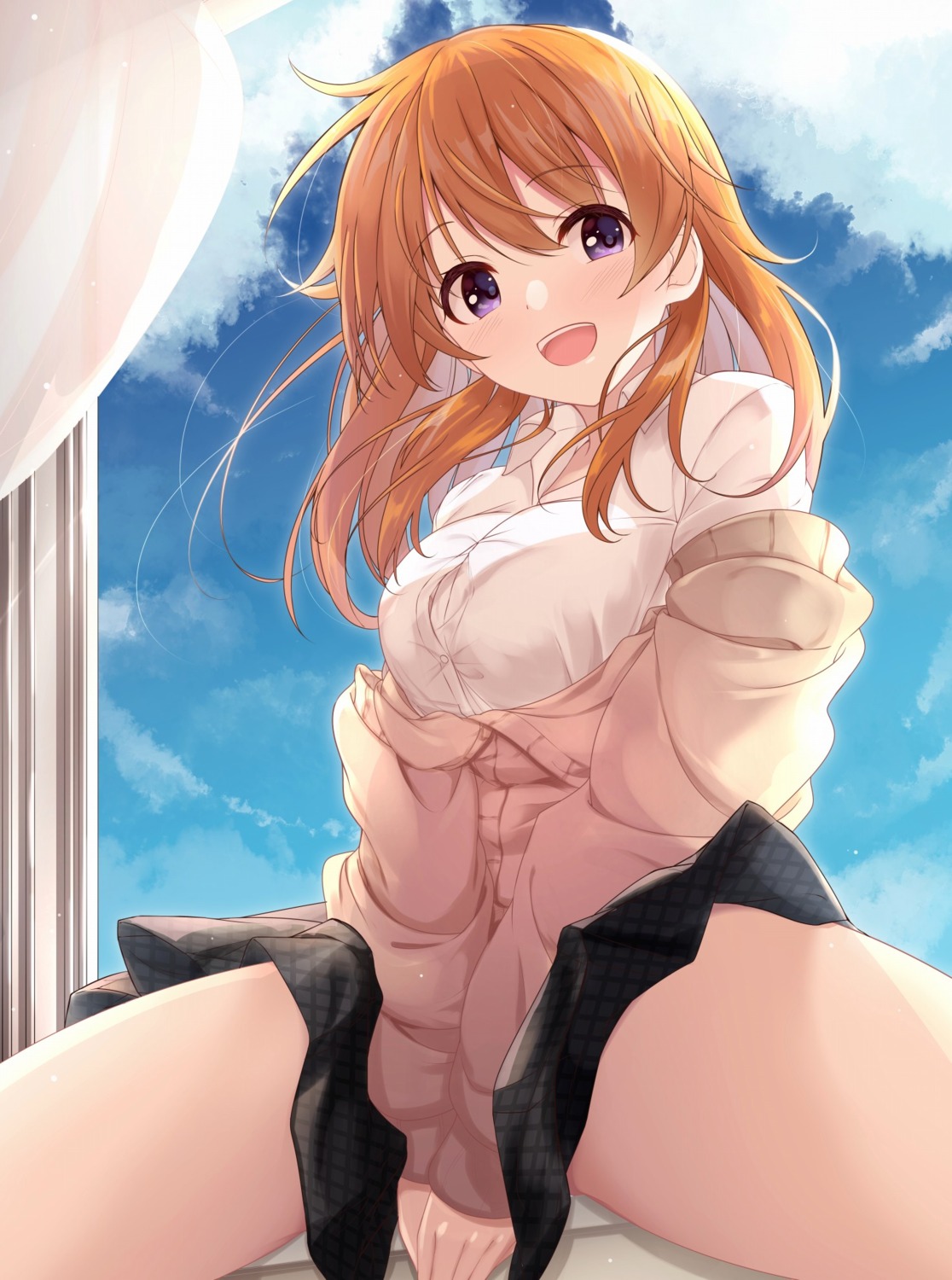 akisaka_yamoka, seifuku, skirt_lift, sweater