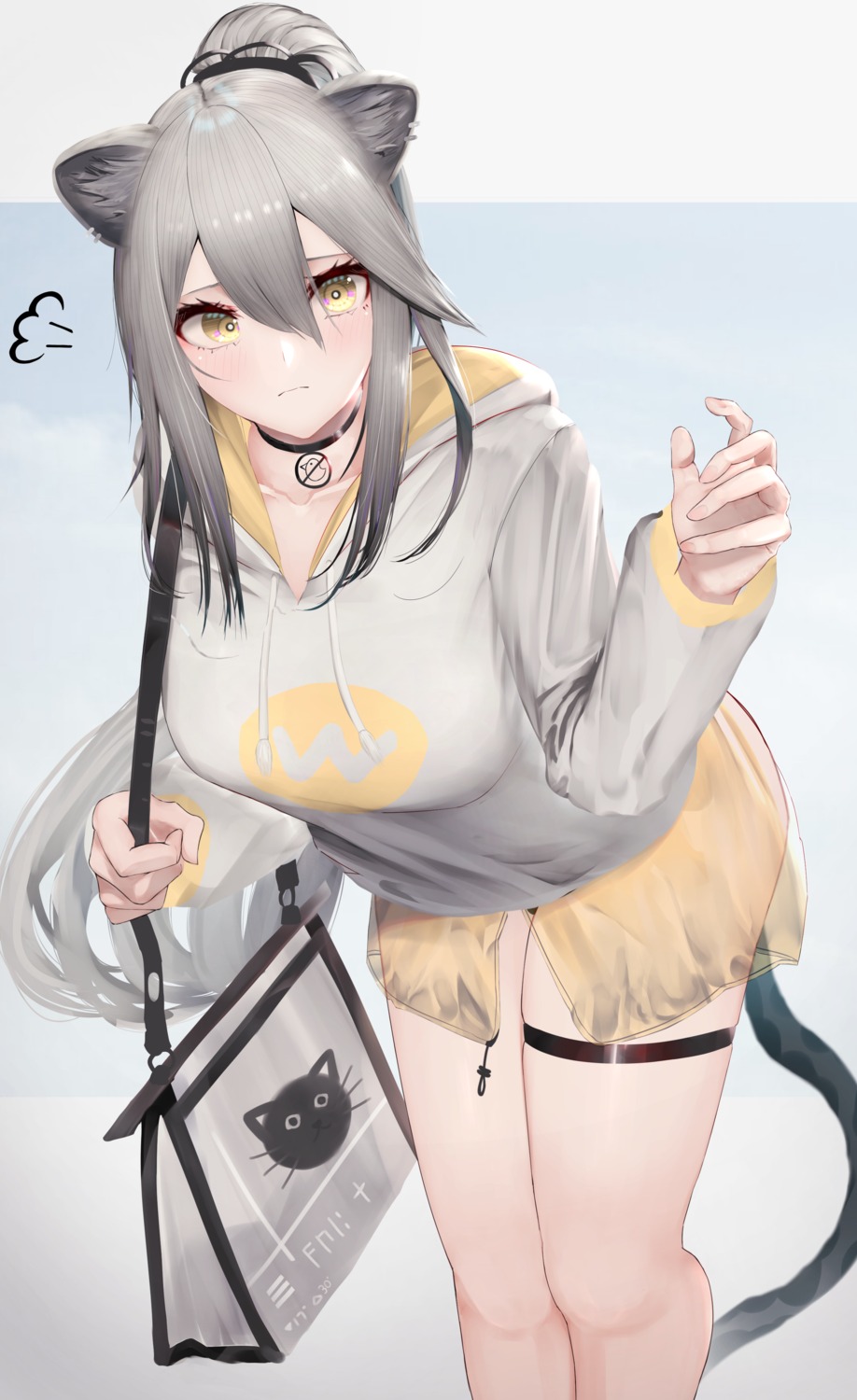 animal_ears, arknights, garter, mo_(mainiti_omoti), schwarz_(arknights), see_through, tail