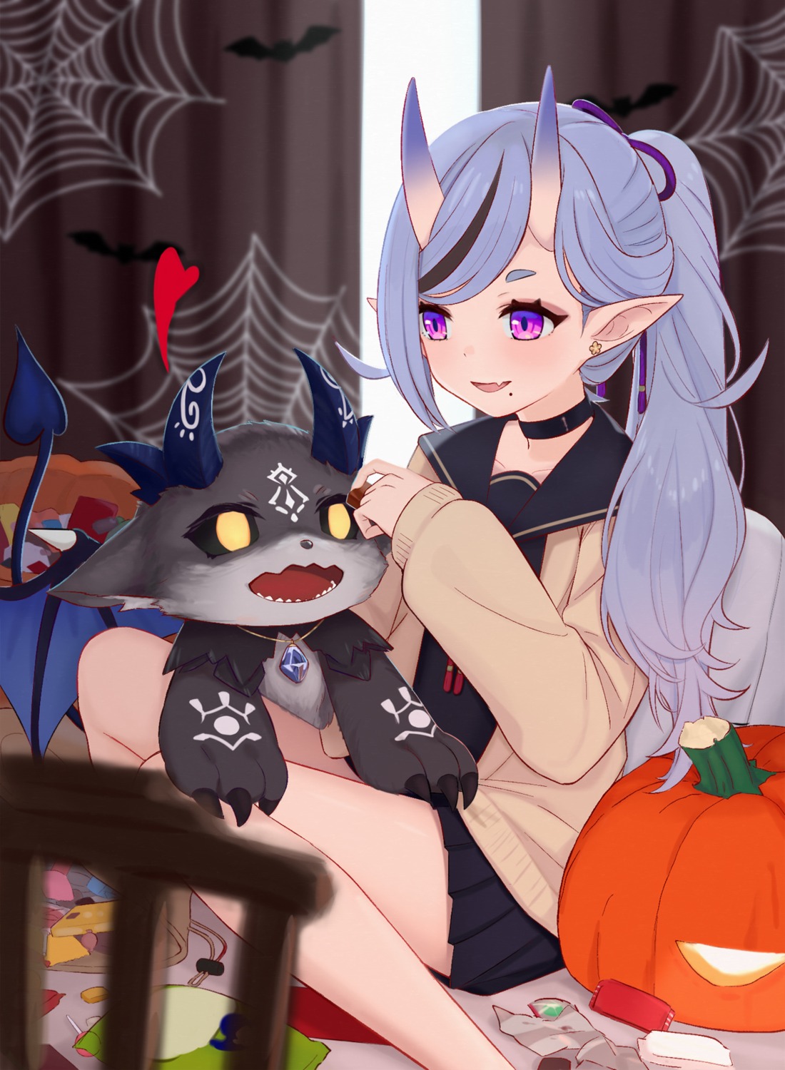 debidebi_debiru, halloween, horns, nijisanji, nijisanji_seeds, nijyuuhaku, pointy_ears, rindou_mikoto