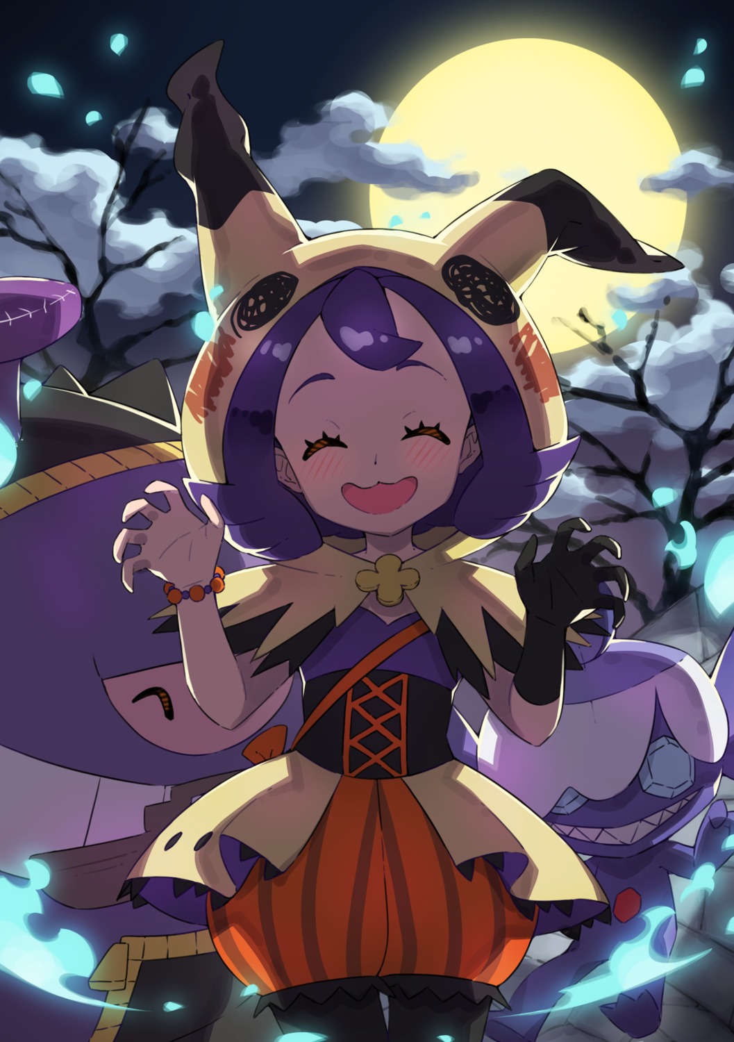 acerola_(pokemon), bloomers, cosplay, dress, fishnets, gengar, halloween, mimikyu
