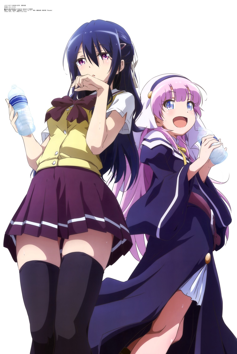 izanami_kyouko, kamisama_ni_natta_hi, nii_manabu, nun, satou_hina_(kamisama_ni_natta_hi), seifuku, sweater, thighhighs