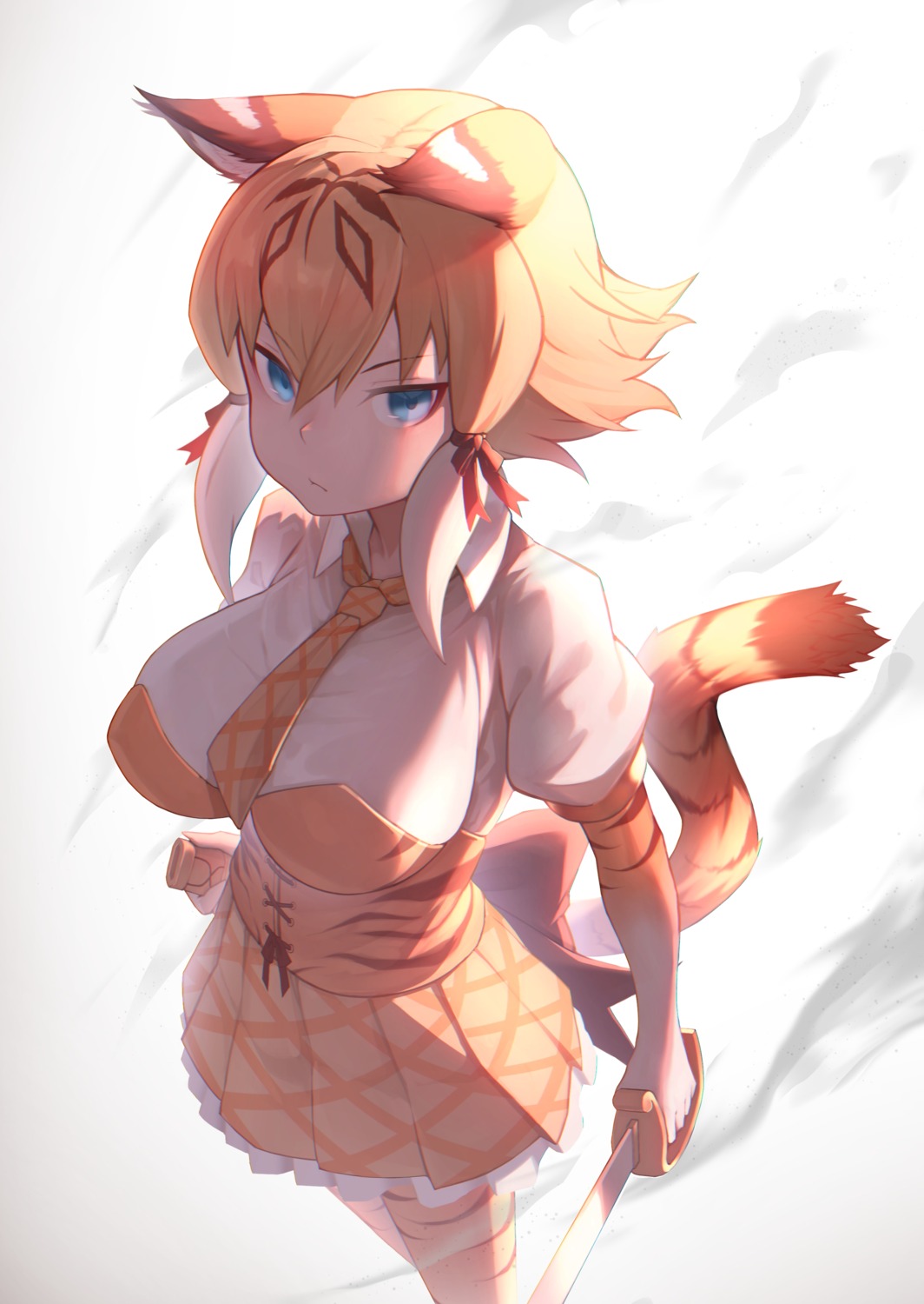 animal_ears, kemono_friends, smilodon, st.takuma, sword, tail