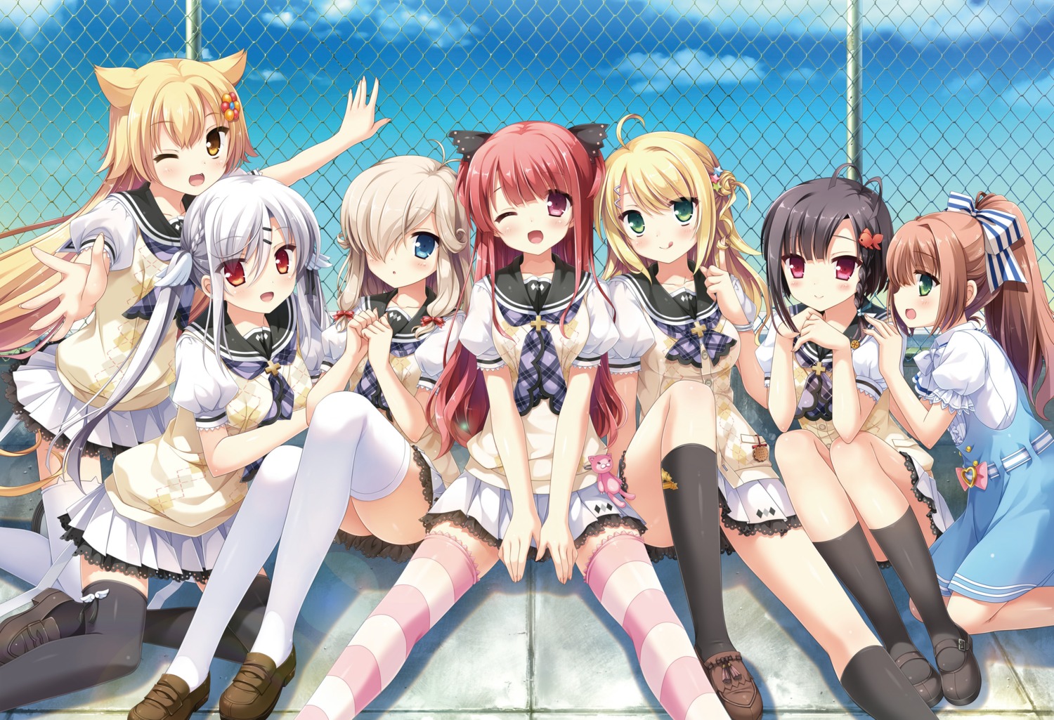 ashihara_kirino, digital_version, hulotte, ikegami_akane, seifuku, shindou_meika, takamiya_nanaka, tamano_yui