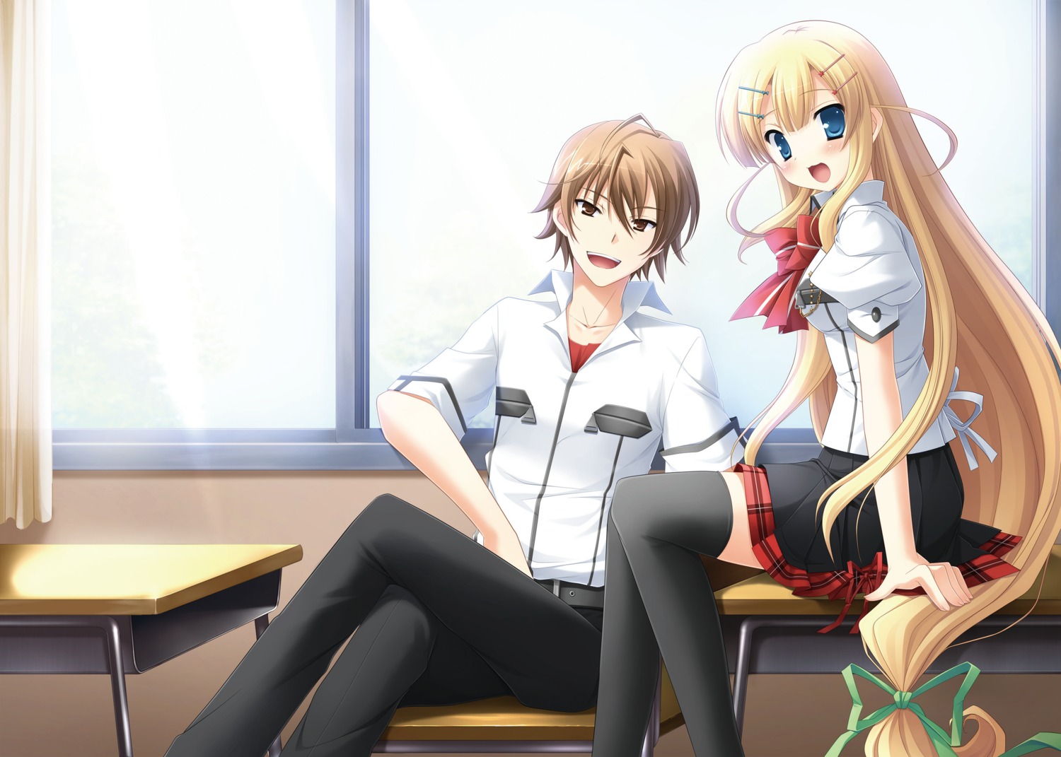 digital_version, hulotte, ikegami_akane, minamura_airi, seifuku, thighhighs, with_ribbon