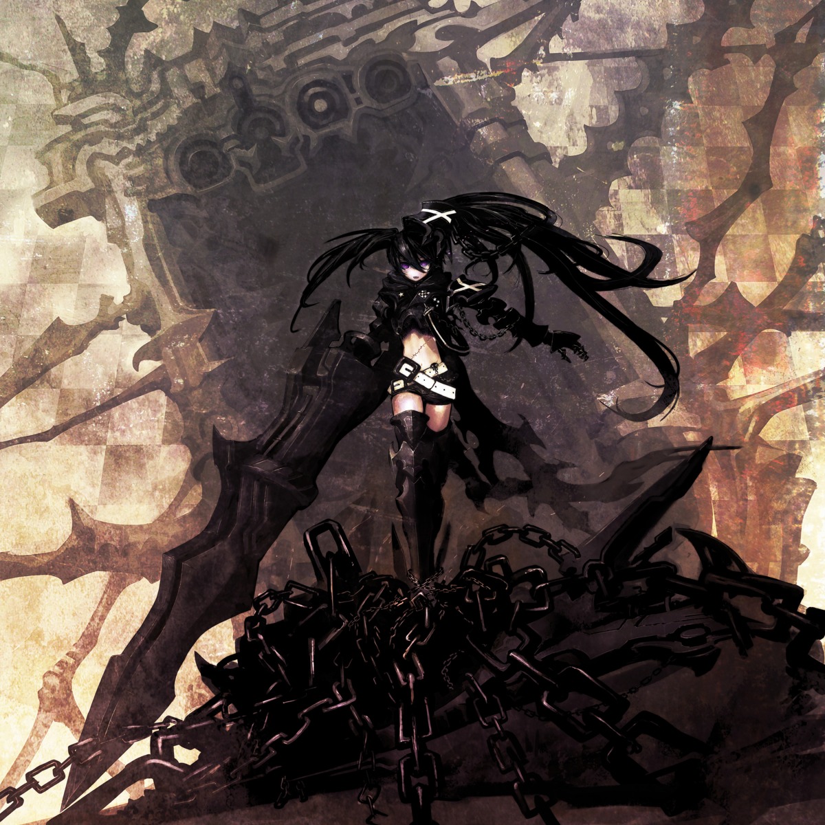 black_rock_shooter, black_rock_shooter_(character), huke, insane_black_rock_shooter, vocaloid