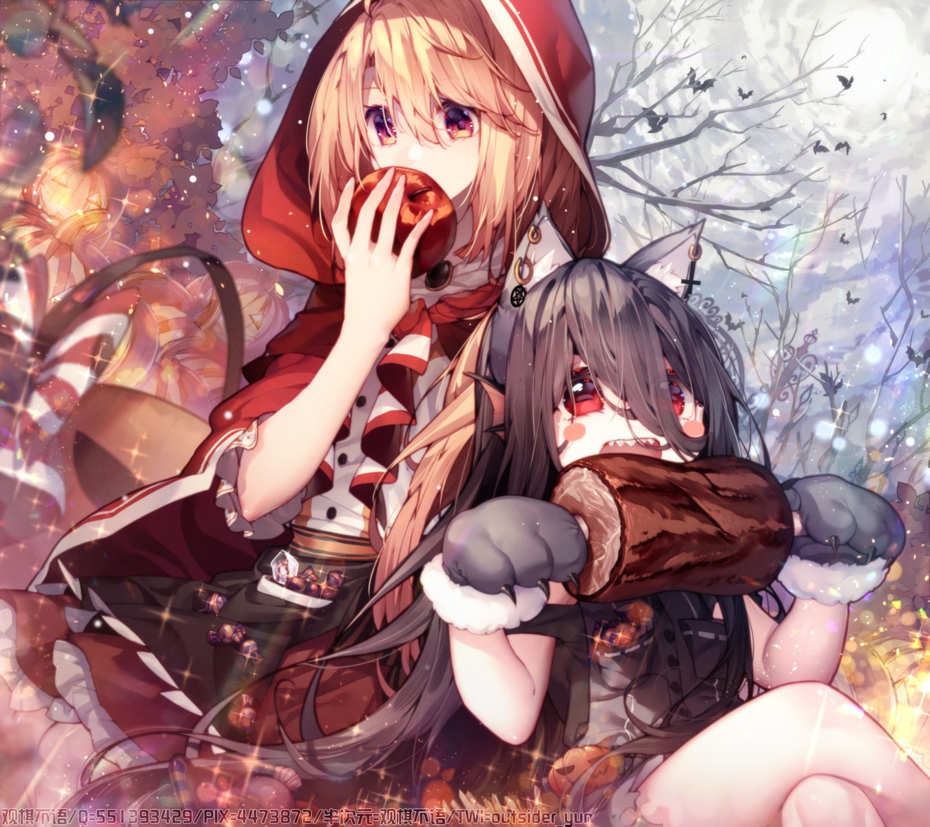 animal_ears, big_bad_wolf, halloween, little_red_riding_hood_(character), yun_(outsidey)