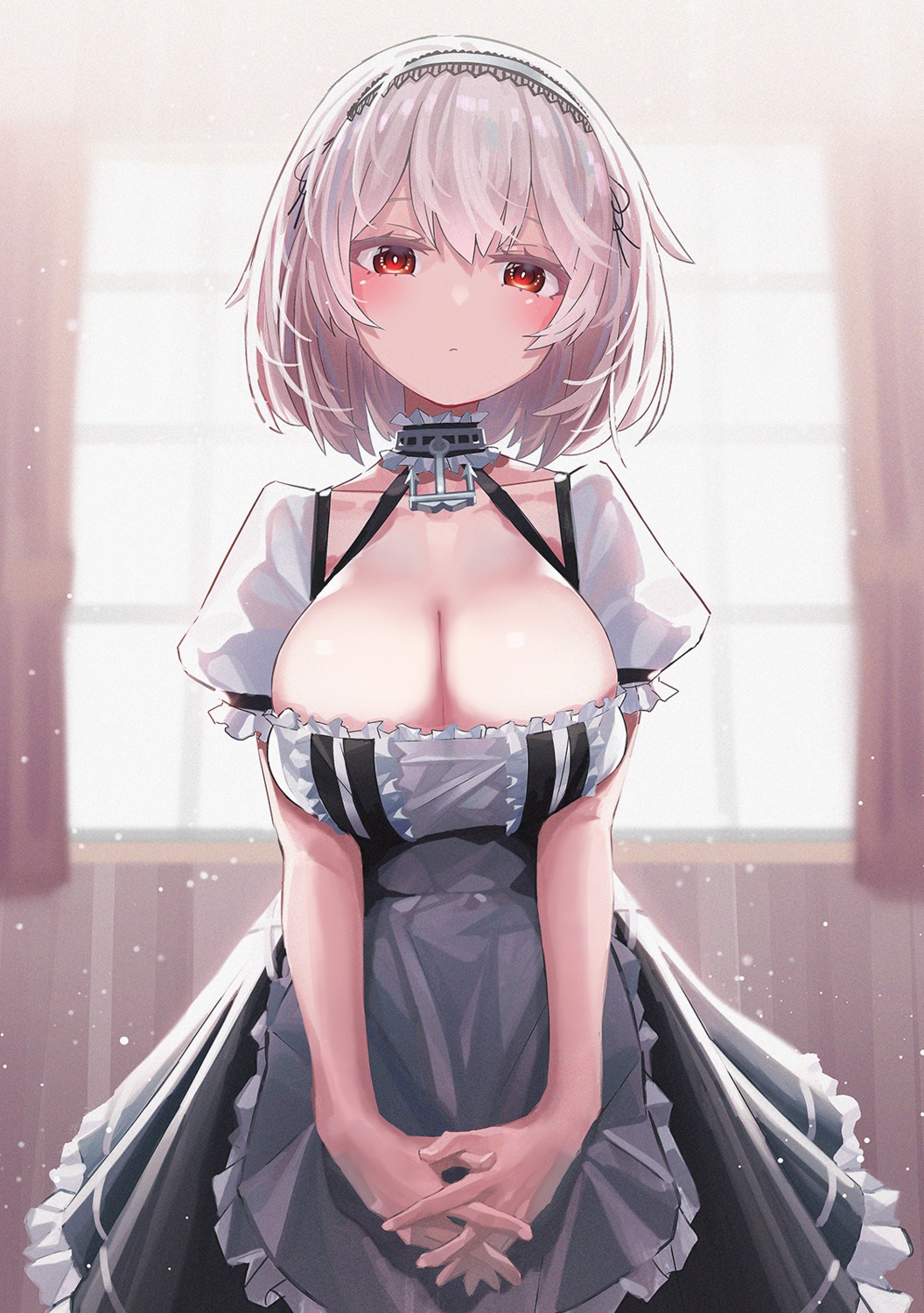 azur_lane, breast_hold, cleavage, maid, miyoshi_nao_(miyoshist), sirius_(azur_lane)