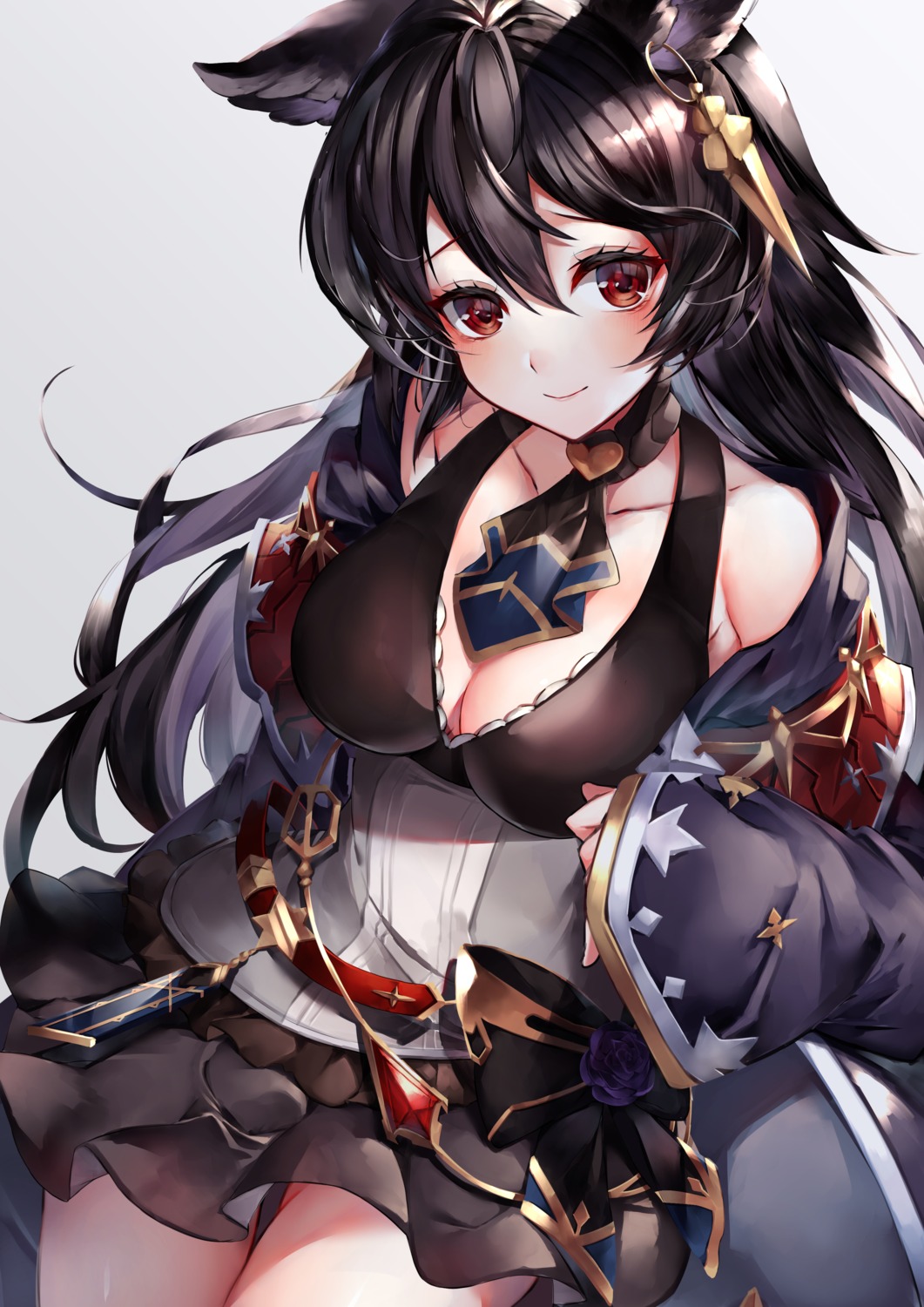 40_(0f0urw), animal_ears, cleavage, granblue_fantasy, nier_(granblue_fantasy), skirt_lift