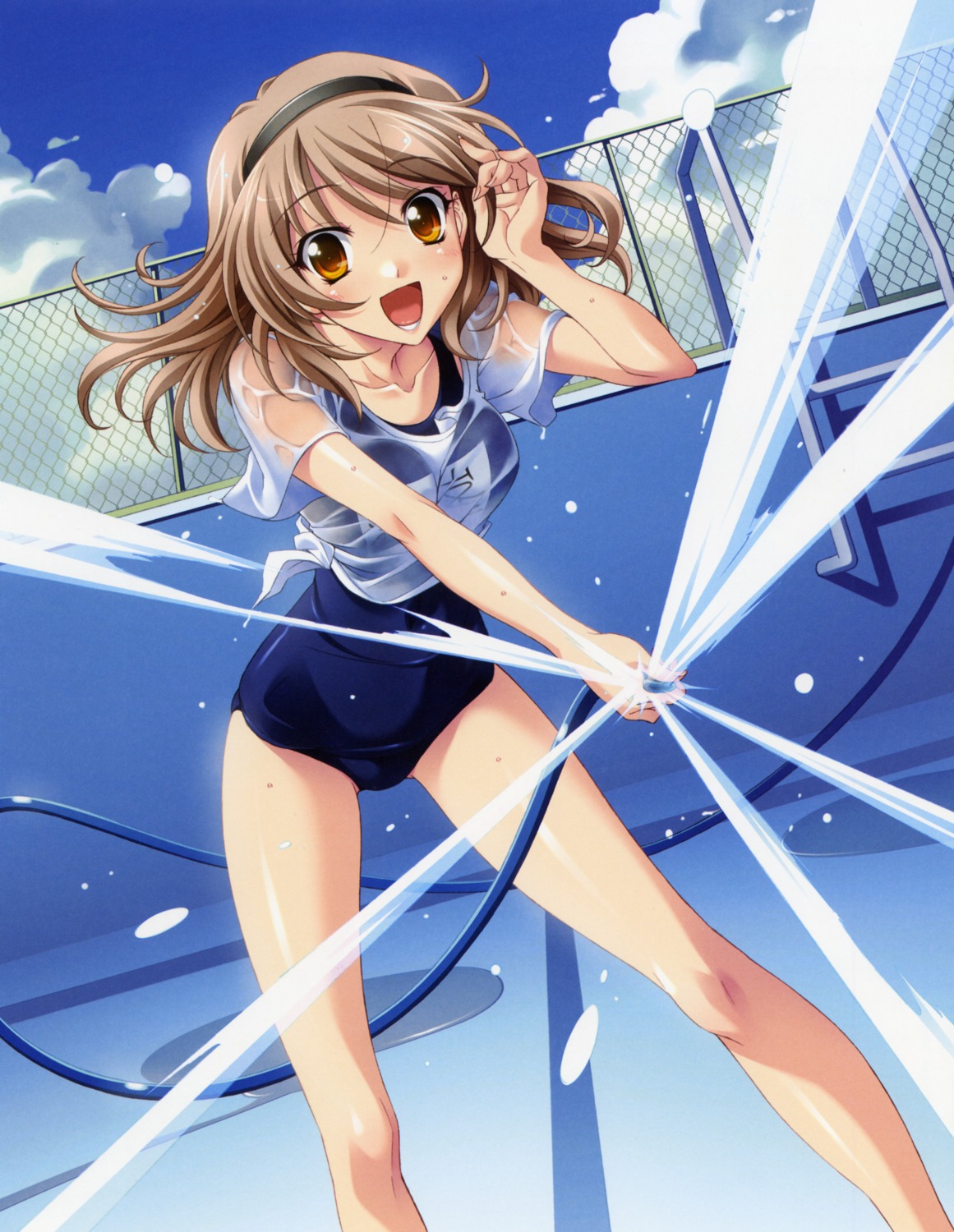 koshimizu_takayuki, memories_off, memories_off_6, school_swimsuit, see_through, swimsuits, tohmine_ririsu, wet_clothes