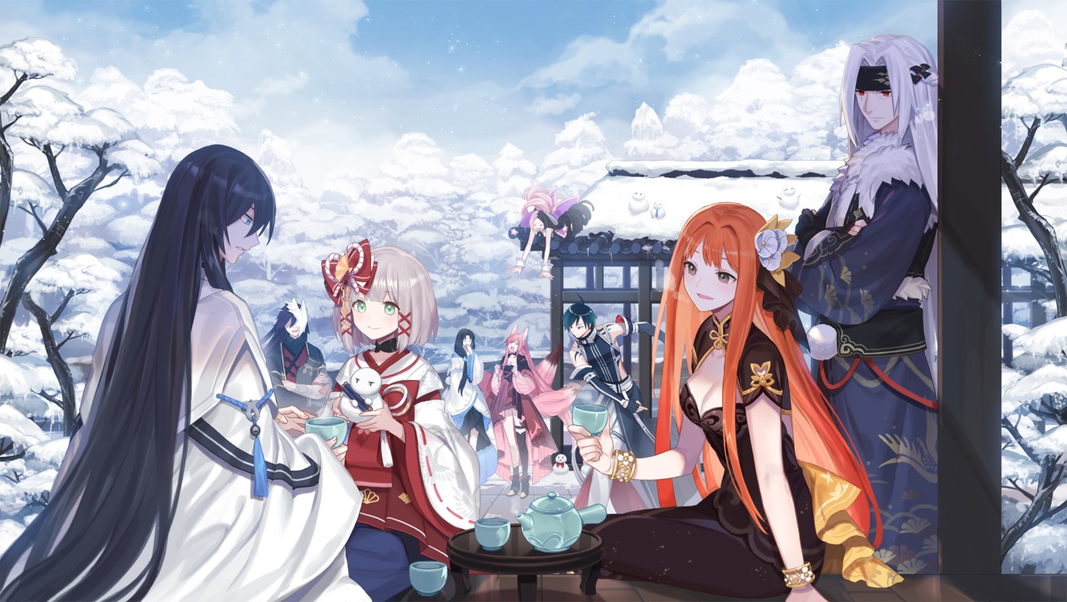 animal_ears, asian_clothes, cleavage, empew, forever_7th_capital, japanese_clothes, kitsune, tail