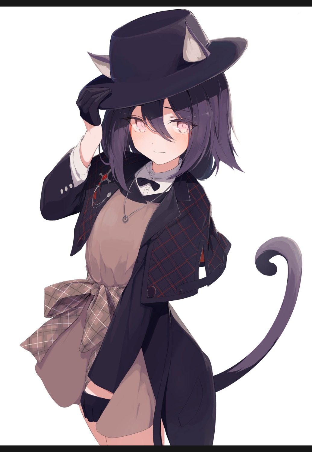 animal_ears, arknights, dress, melantha_(arknights), mikisai, nekomimi, tail