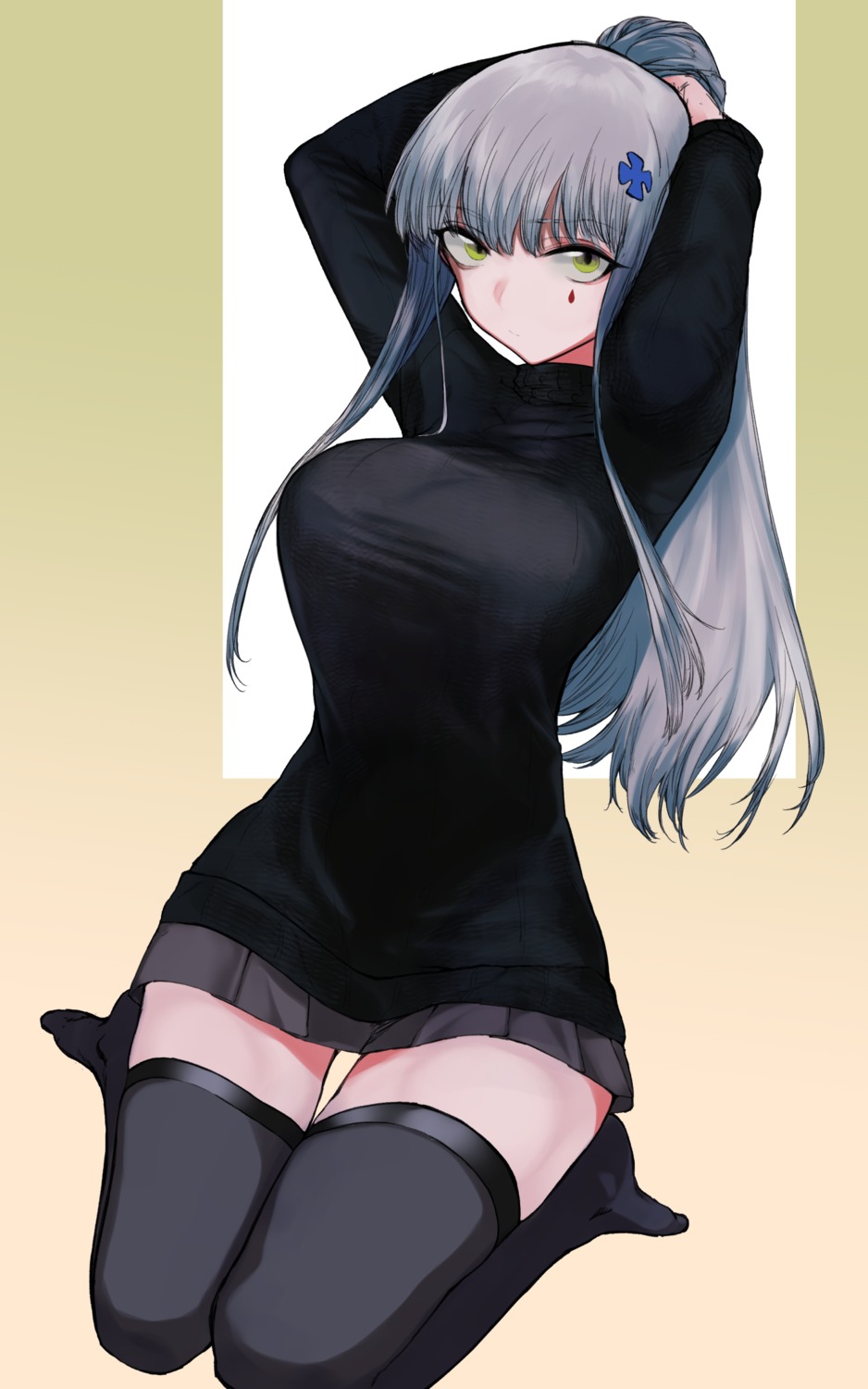 girls_frontline, hk416_(girls_frontline), kojima_(blue_stardust), sweater, thighhighs