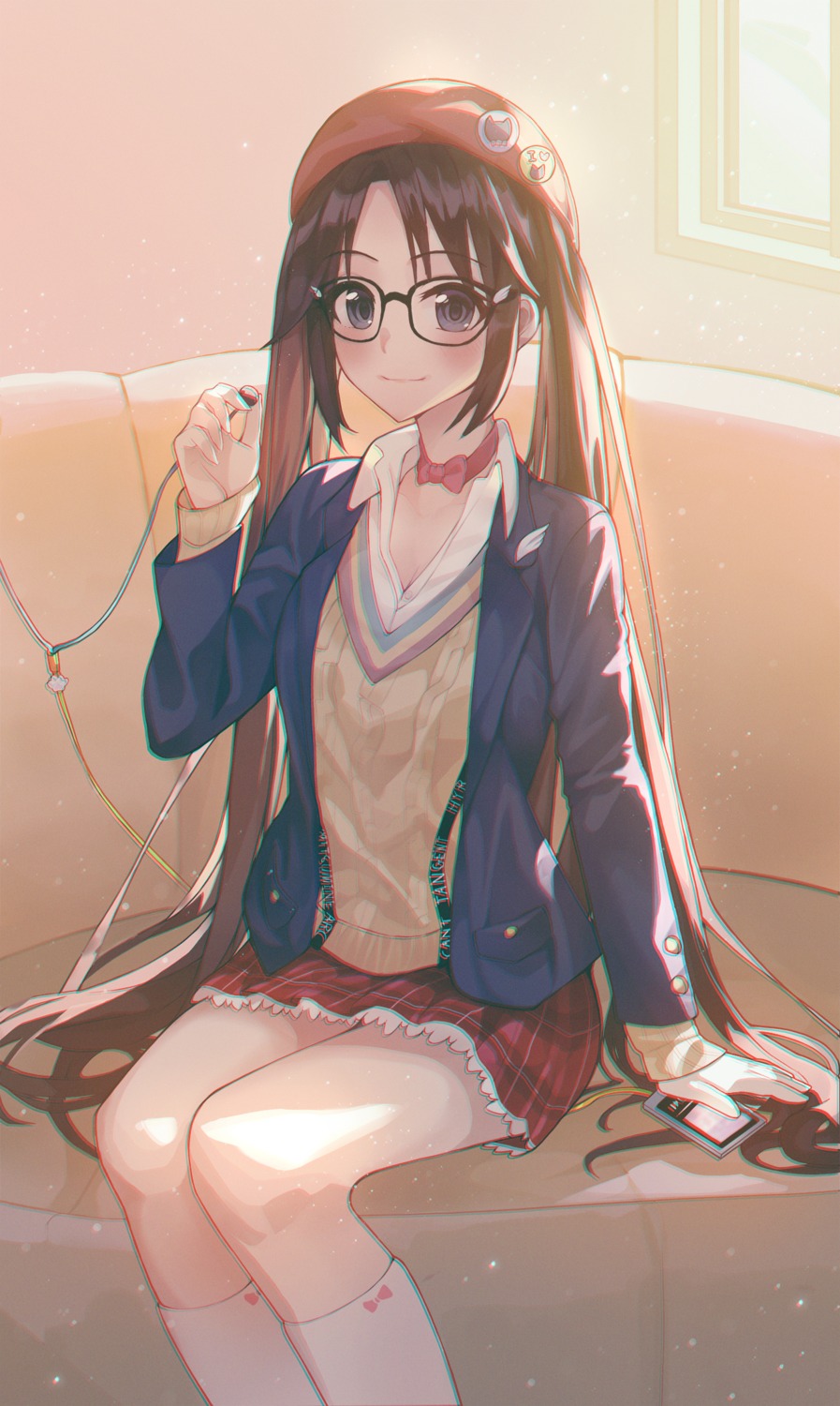 megane, mitsumine_yuika, seemu_(wnslqjdignv_), seifuku, sweater, the_idolm@ster, the_idolm@ster_shiny_colors