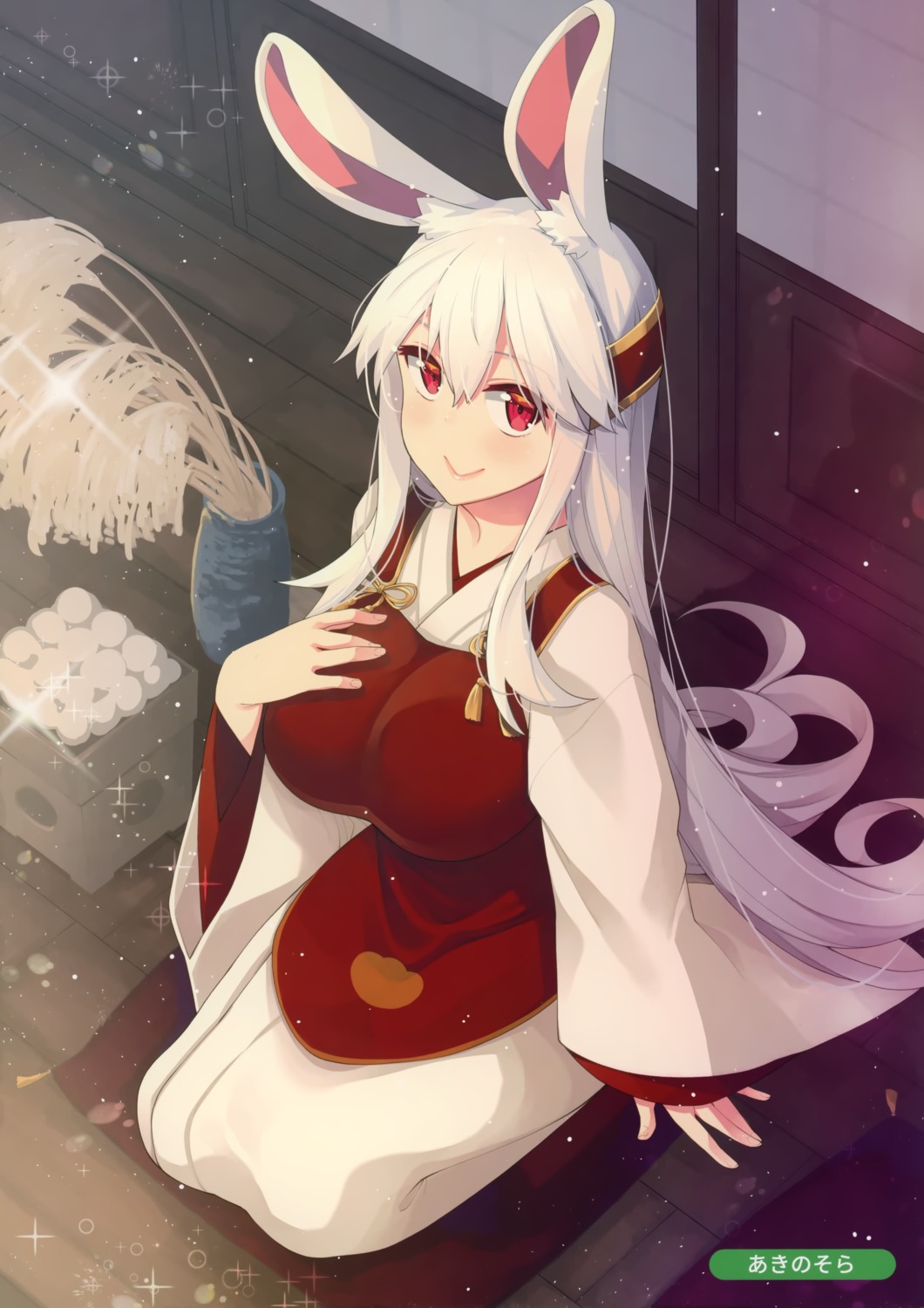 akino_sora, animal_ears, bunny_ears, kimono