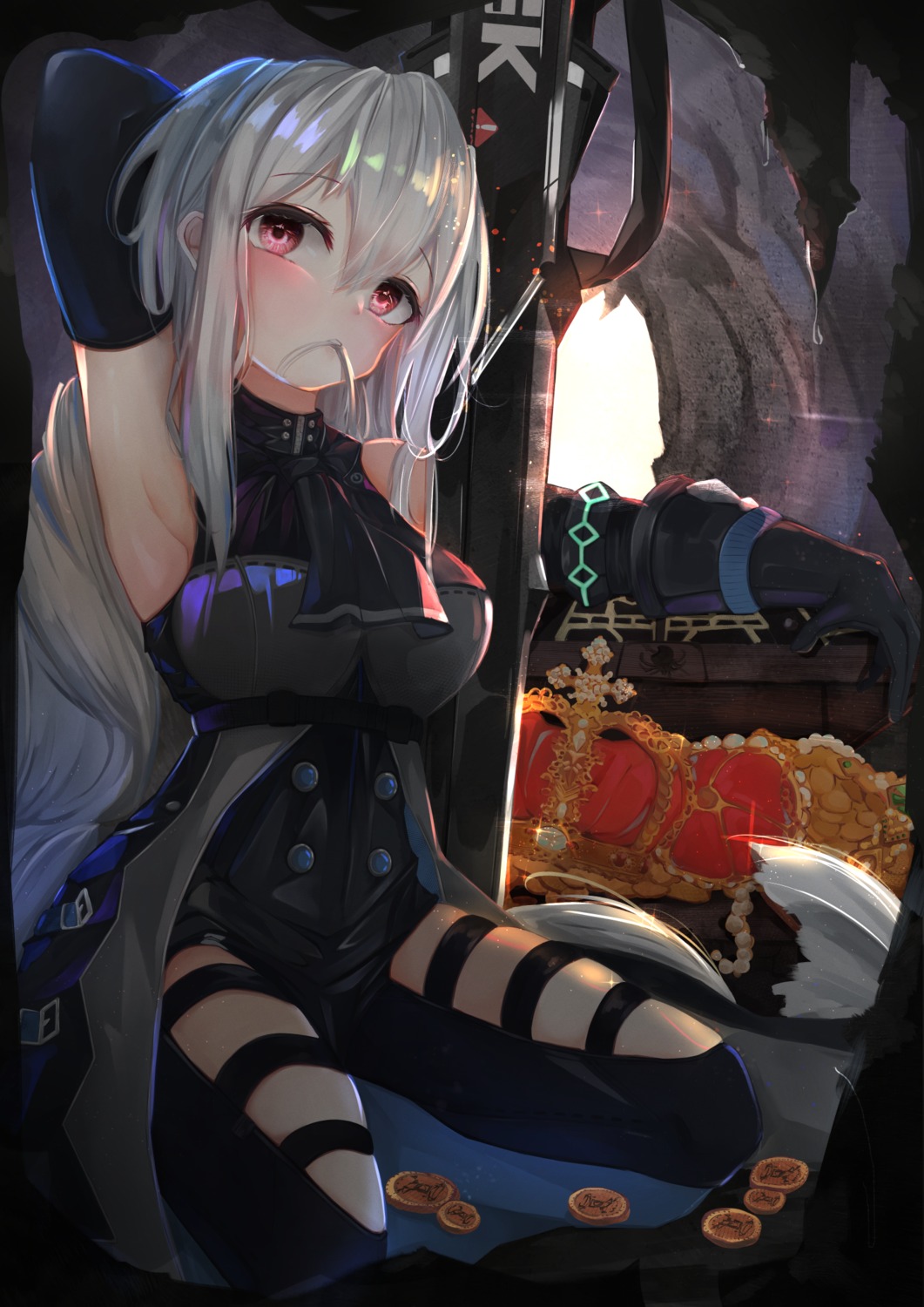 arknights, garter, minertime, skadi_(arknights), weapon