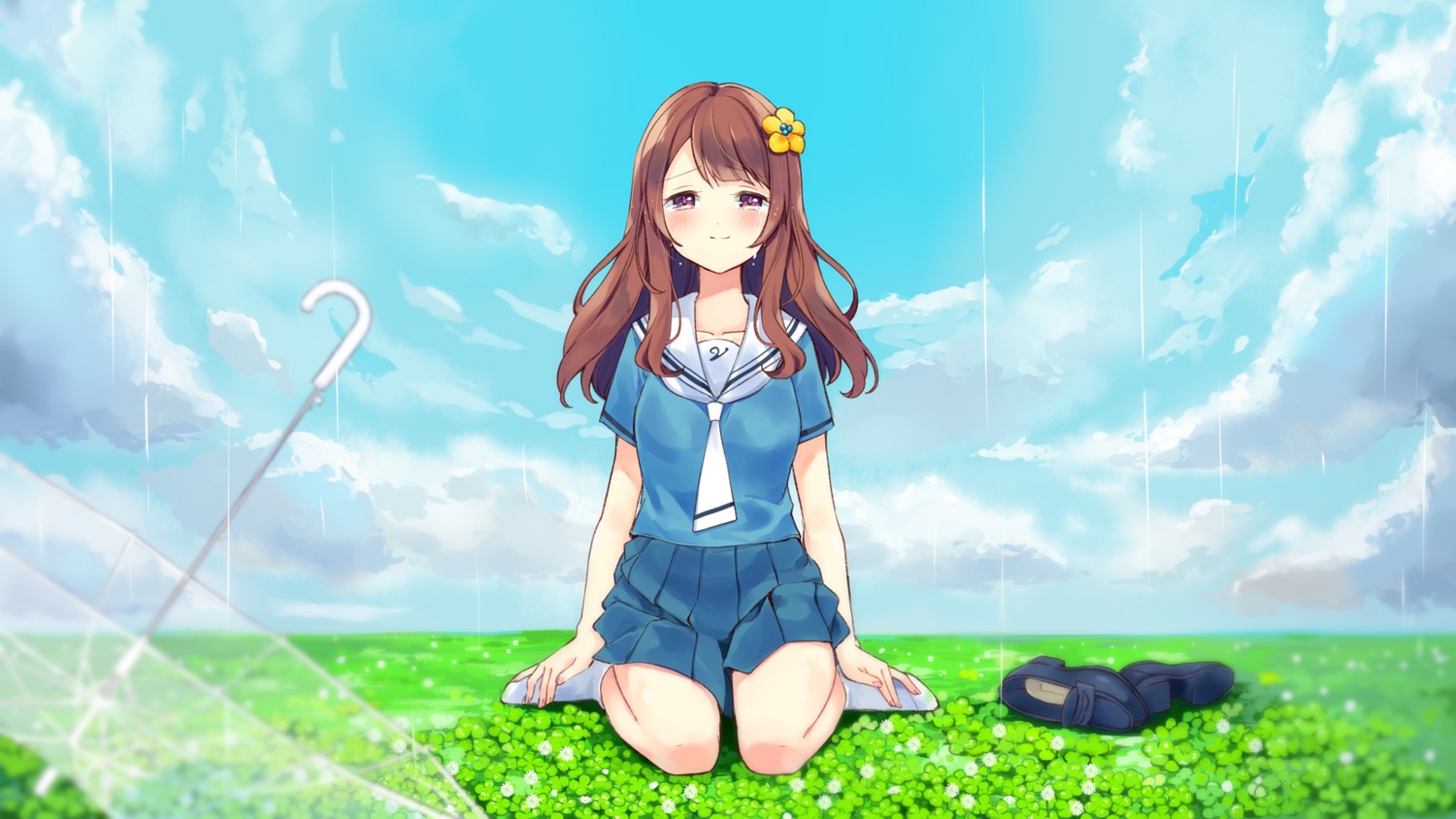 natsu_(natume0504), seifuku, umbrella