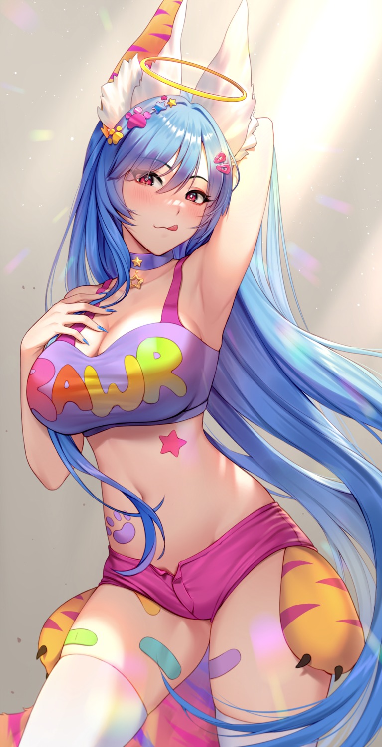 angel, animal_ears, bandaid, cleavage, reiji-rj, tail, thighhighs