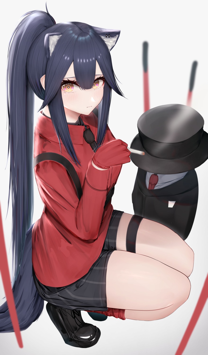 animal_ears, arknights, garter, mo_(mainiti_omoti), tail, texas_(arknights)