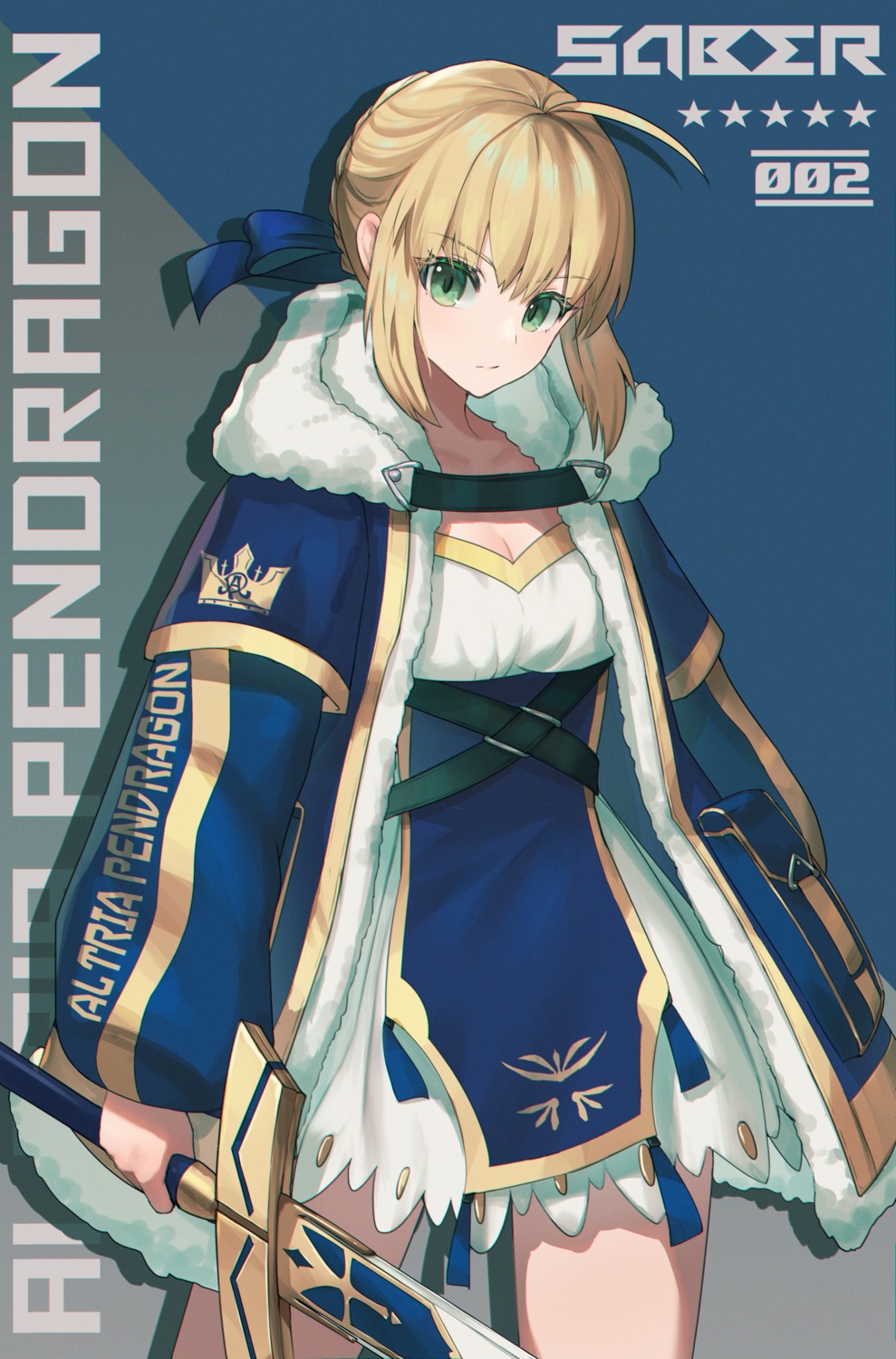 artoria_pendragon_(fate), cleavage, dolce_(dolsuke), dress, fate/grand_order, sword