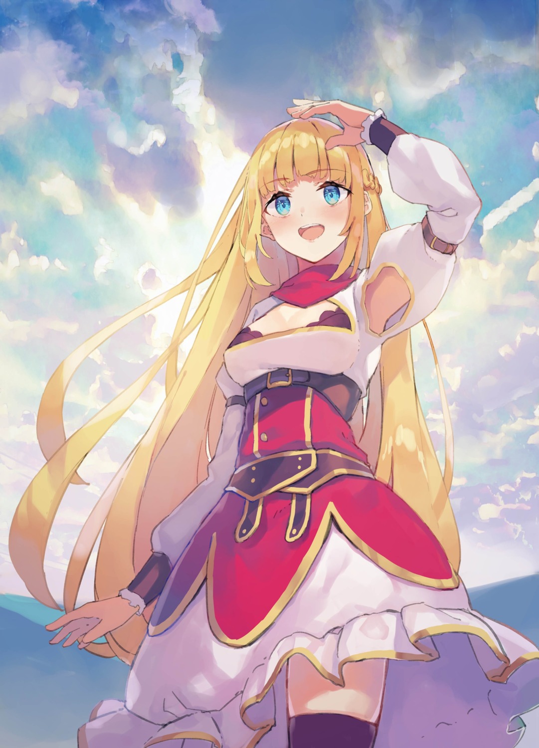 bra, dress, rizlet_of_loggervia, shin_no_nakama_ja_nai_to_yuusha_no_party_wo_oidasareta_node_henkyou_de_slow_life_suru_koto_ni_shimashita, skirt_lift, thighhighs, yasumo