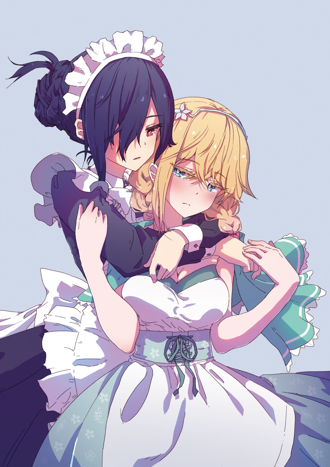 cleavage, dress, kagawa_yuusaku, maid, yuri