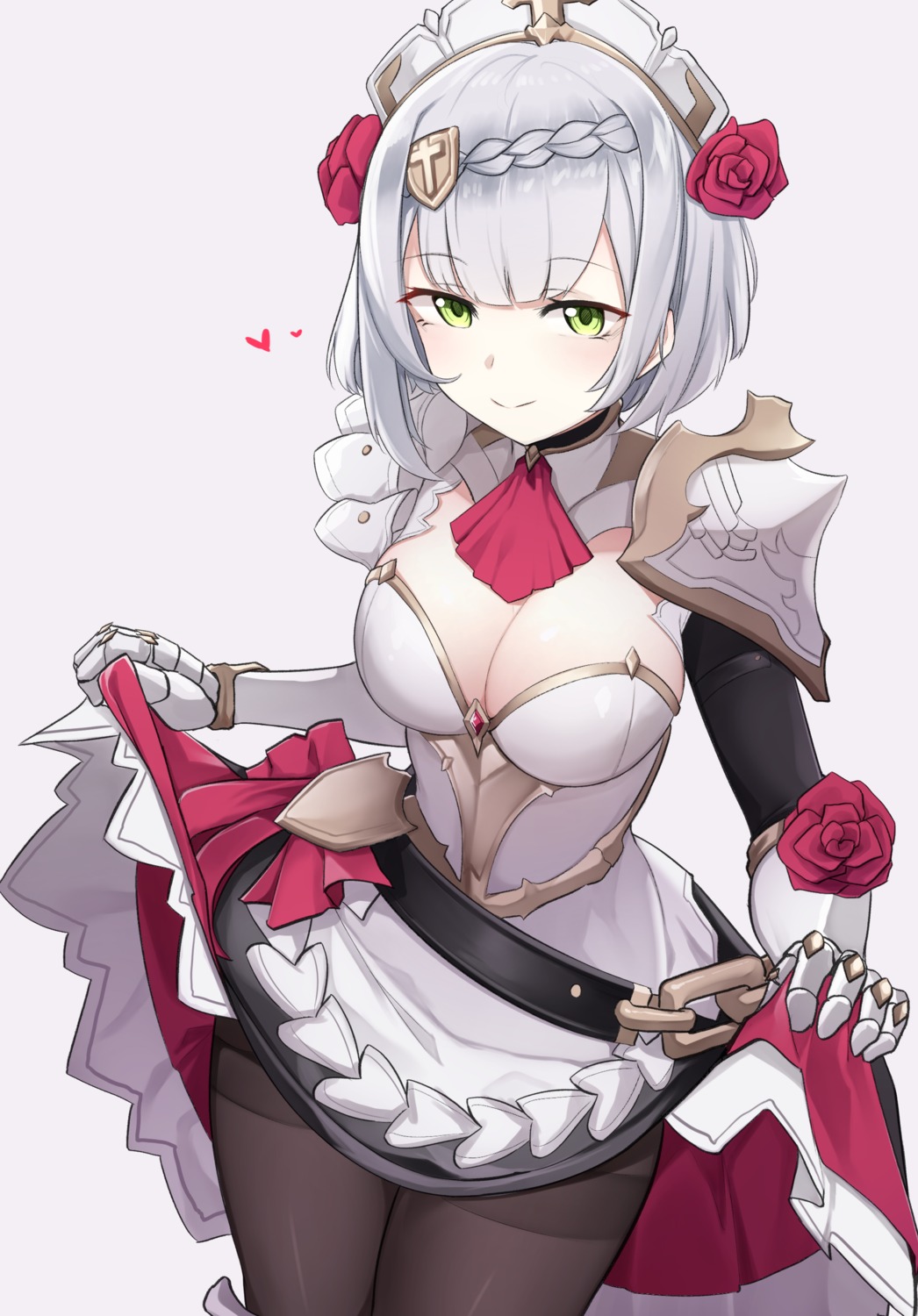 armor, genshin_impact, k0ng, noelle_(genshin_impact), pantyhose, skirt_lift